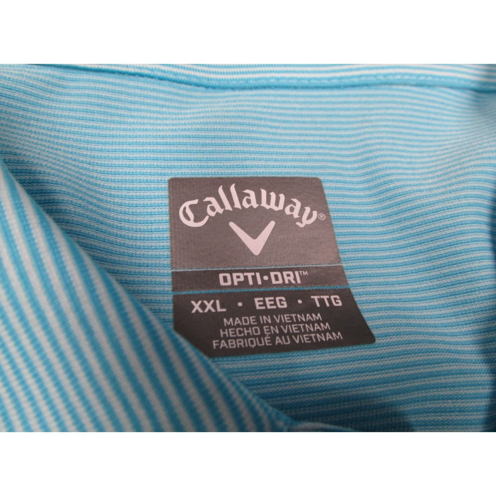 Callaway Callaway Shirt Mens 2XL XXL Blue Striped Opti Dri Polo Wicking Performance Golf Polo Shirt Size US XXL / EU 58 / 5 - 4 Thumbnail