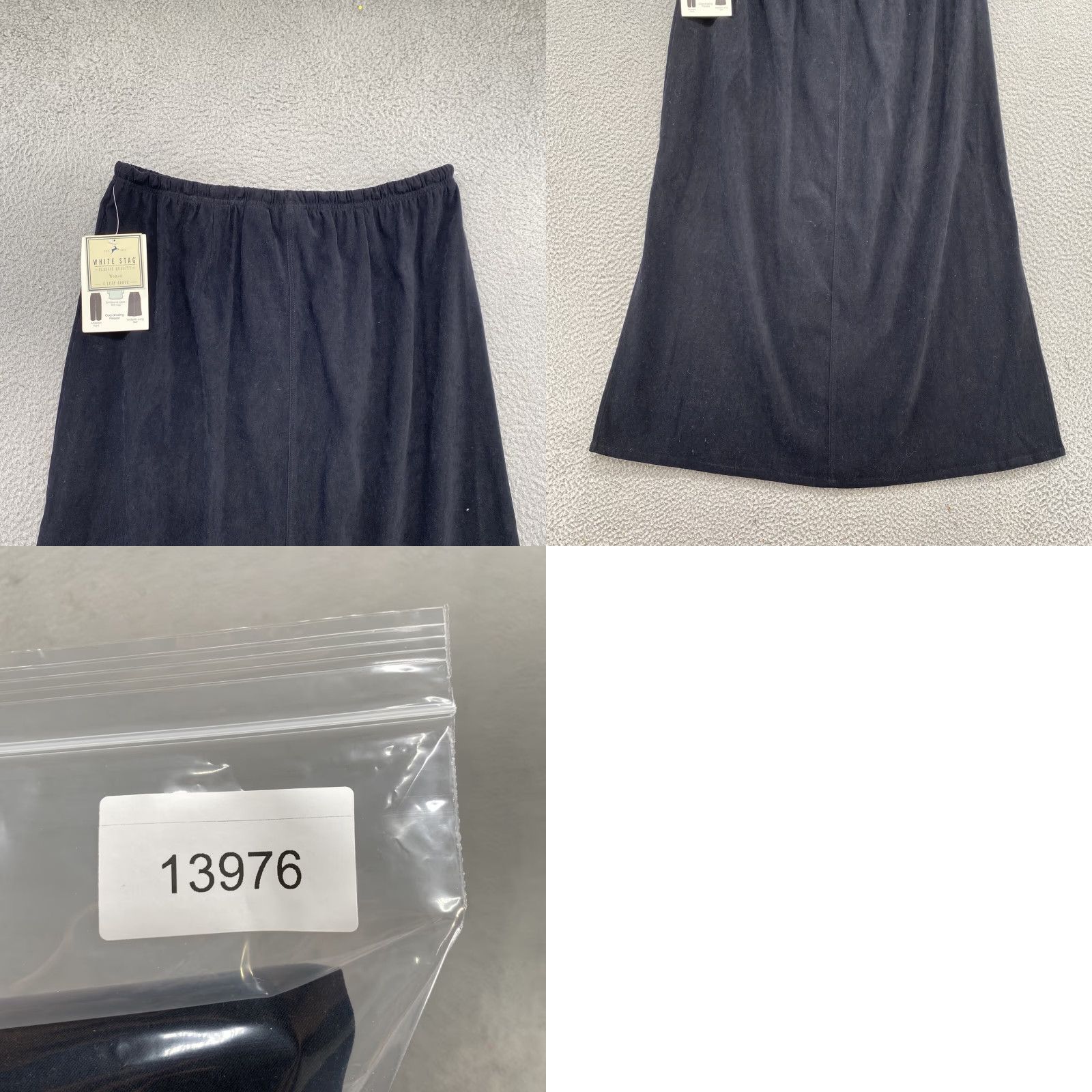 Vintage VINTAGE White Stag Skirt A-Line Long Black Velvet Moleskin Suede Feel JY2K 14/16W NEW Size 36" / US 14 / IT 50 - 8 Thumbnail