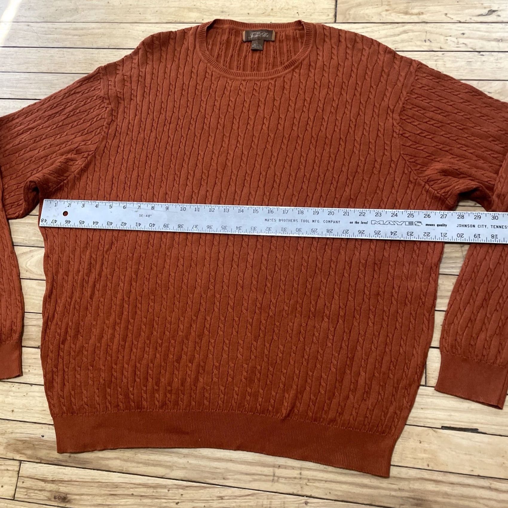 Vintage VINTAGE Tassa Elba Orange Cable Knit Sweater Men L Halloween Fall 90s Baggy Wide Pullover Knit Shirt Mens Size US L / EU 52-54 / 3 - 7 Thumbnail