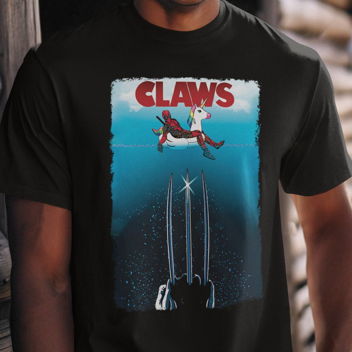 Designer × Vintage Claws Deadpool T-Shirt | Marvel Antihero Graphic Tee Size US S / EU 44-46 / 1 - 3 Thumbnail