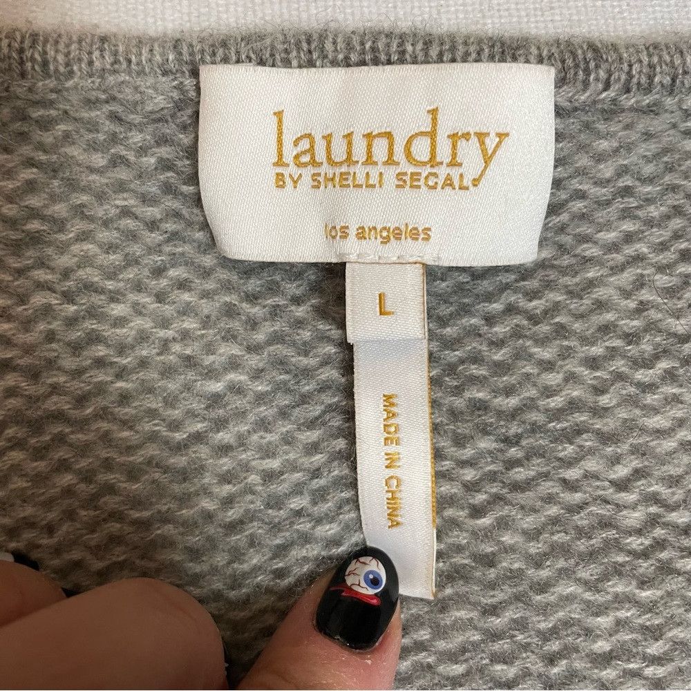Laundry by Shelli Segal Laundry By Shelli Segal Cashmere Cable Grey Sweater Size L Size L / US 10 / IT 46 - 8 Thumbnail
