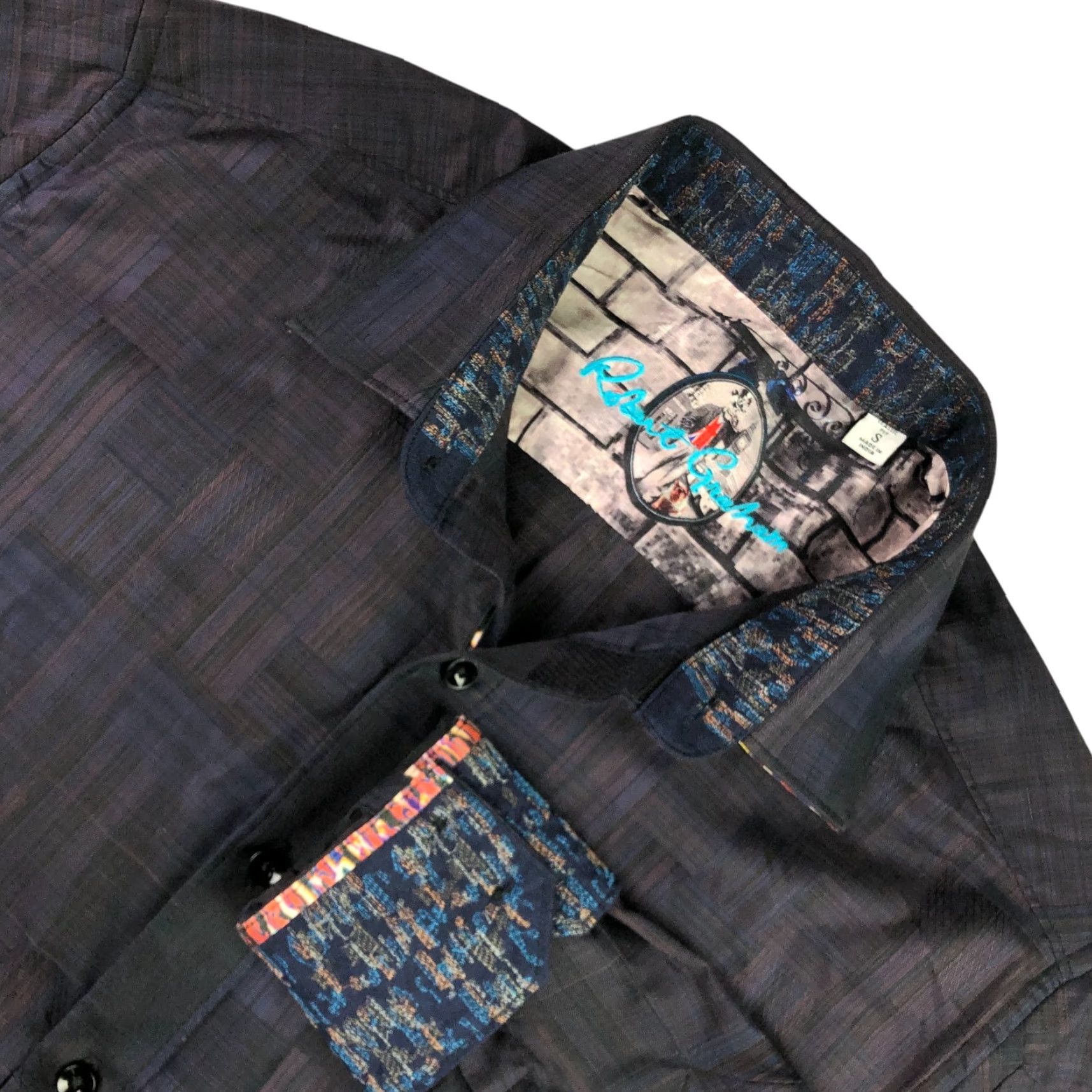 Robert Graham Robert Graham Button-Front Shirt Men Woven Pattern Flip Cuff Black Plum Small Size Size US S / EU 44-46 / 1 - 2 Thumbnail