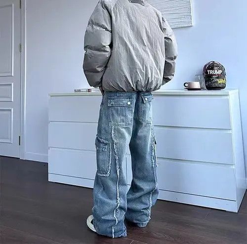 VIBE Vintage street washed and distressed patchwork work jeans Size US 28 / EU 44 - 8 Thumbnail