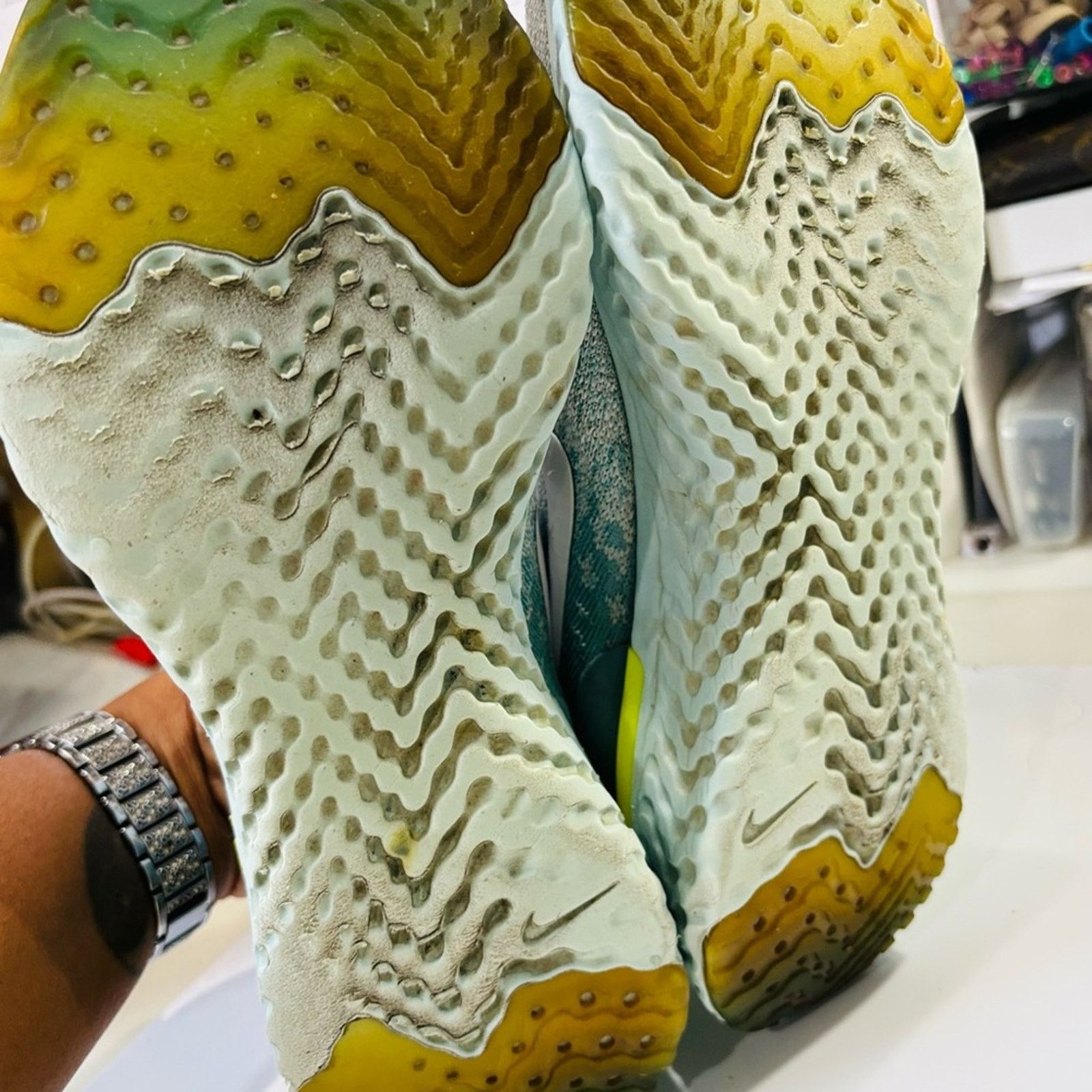 Nike NIKE React Flyknit Sneakers Running Shoes Mica Blue Size US 8 / IT 38 - 9 Thumbnail