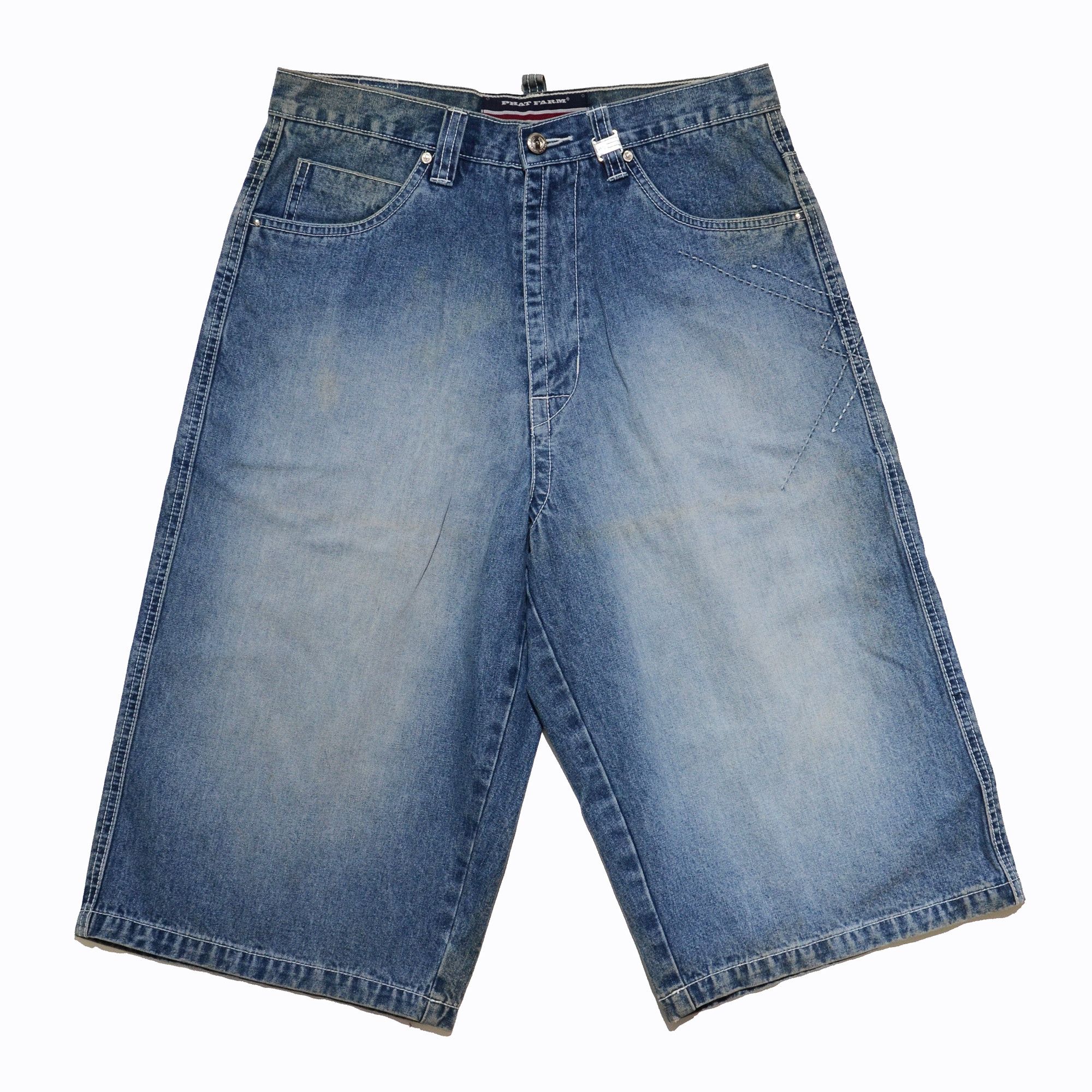 Phat Farm [Color Defects] PF Jorts Denim Shorts 90s Hiphop Streetwear Size US 30 / EU 46 - 1 Thumbnail