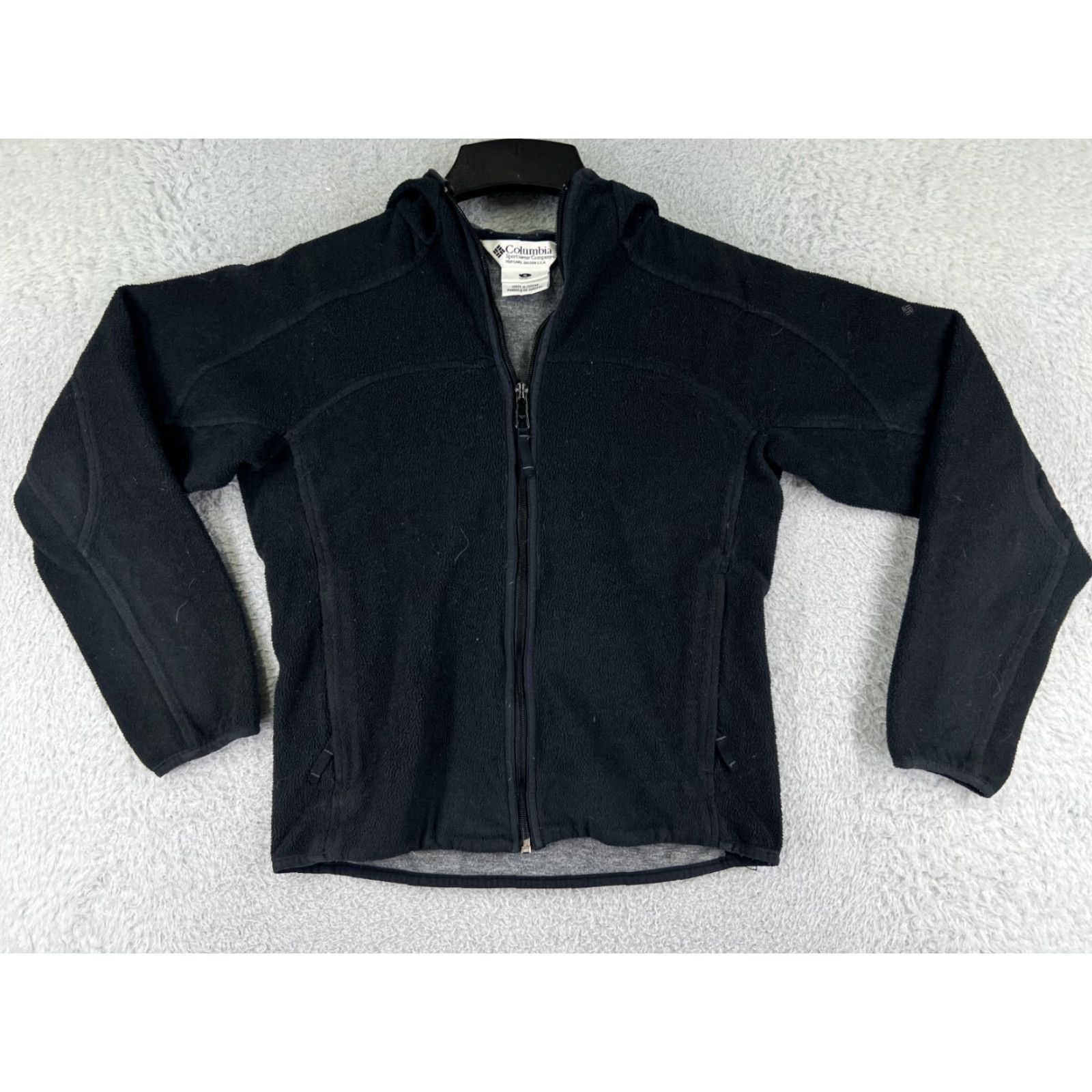 Vintage Columbia Jacket Women XL Black Fleece Hooded Full Zip Polyester Size XL / US 12-14 / IT 48-50 - 2 Thumbnail