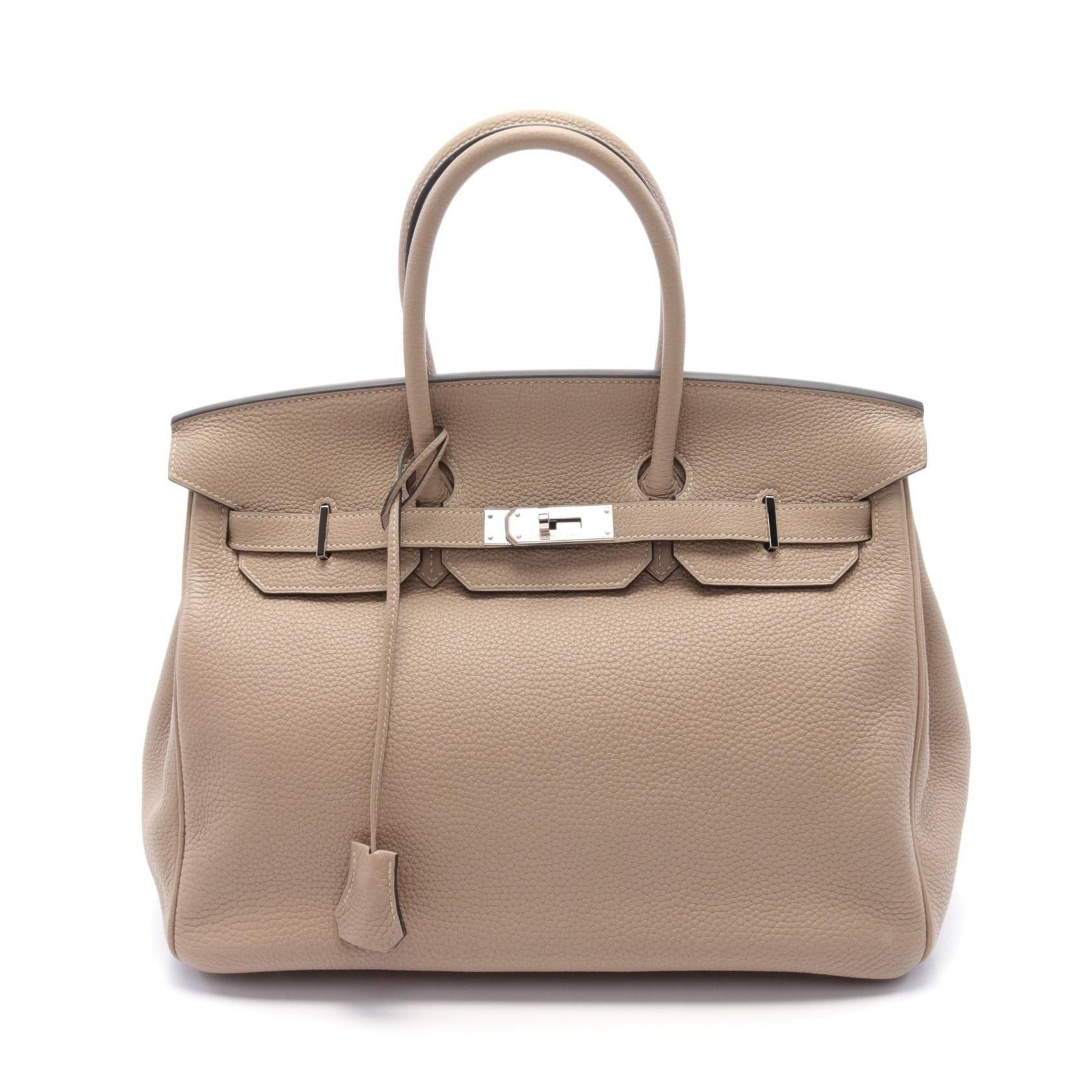 Hermes Hermes Birkin 35 Green Elephant Handbag Togo Gray Beige Silver Hardware □O Stamp Size ONE SIZE - 1 Thumbnail