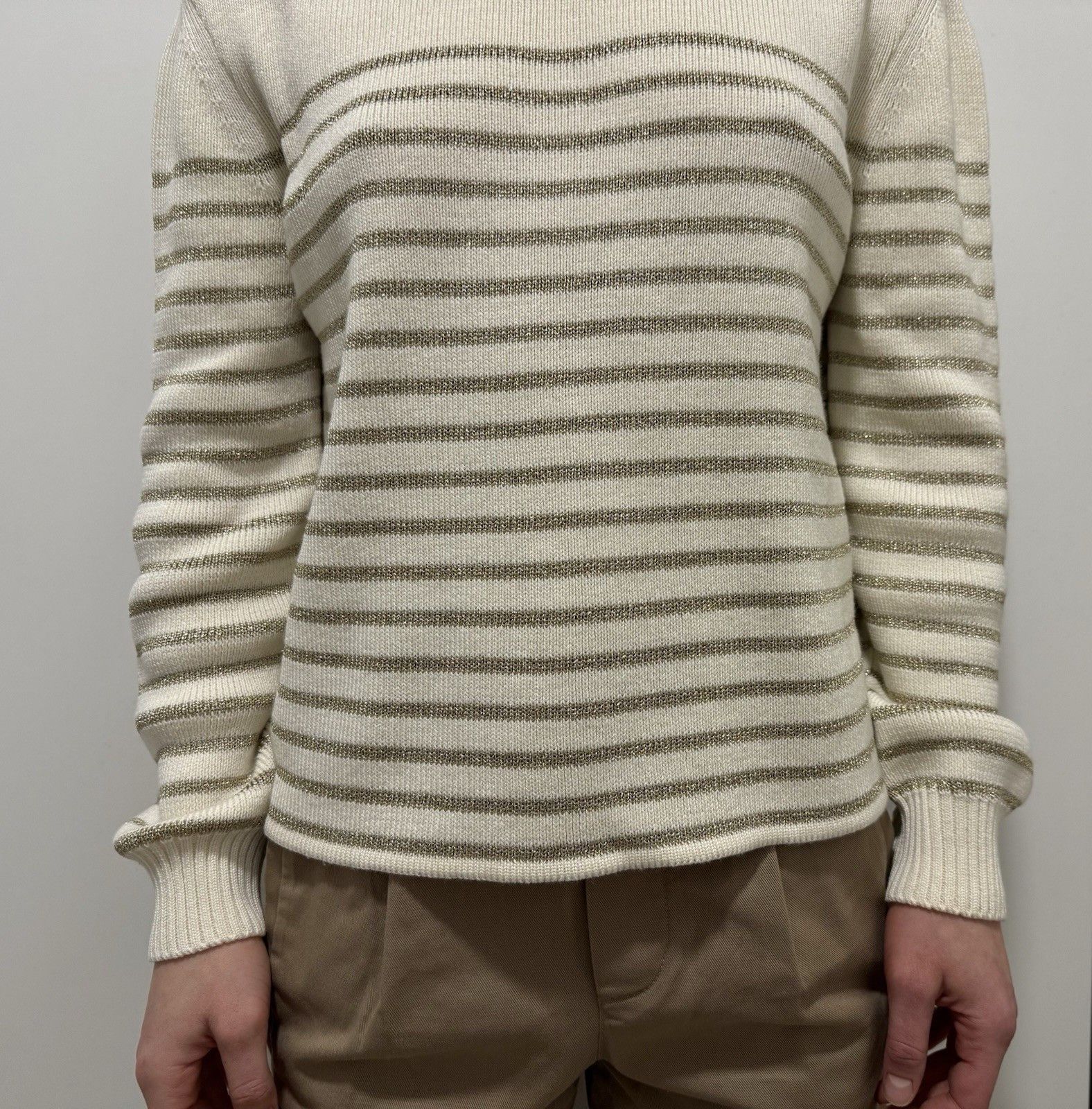 Saint Laurent Paris DDP Saint Laurent Lurex Gold Stripped Knit Sweater Size M / US 6-8 / IT 42-44 - 10 Thumbnail
