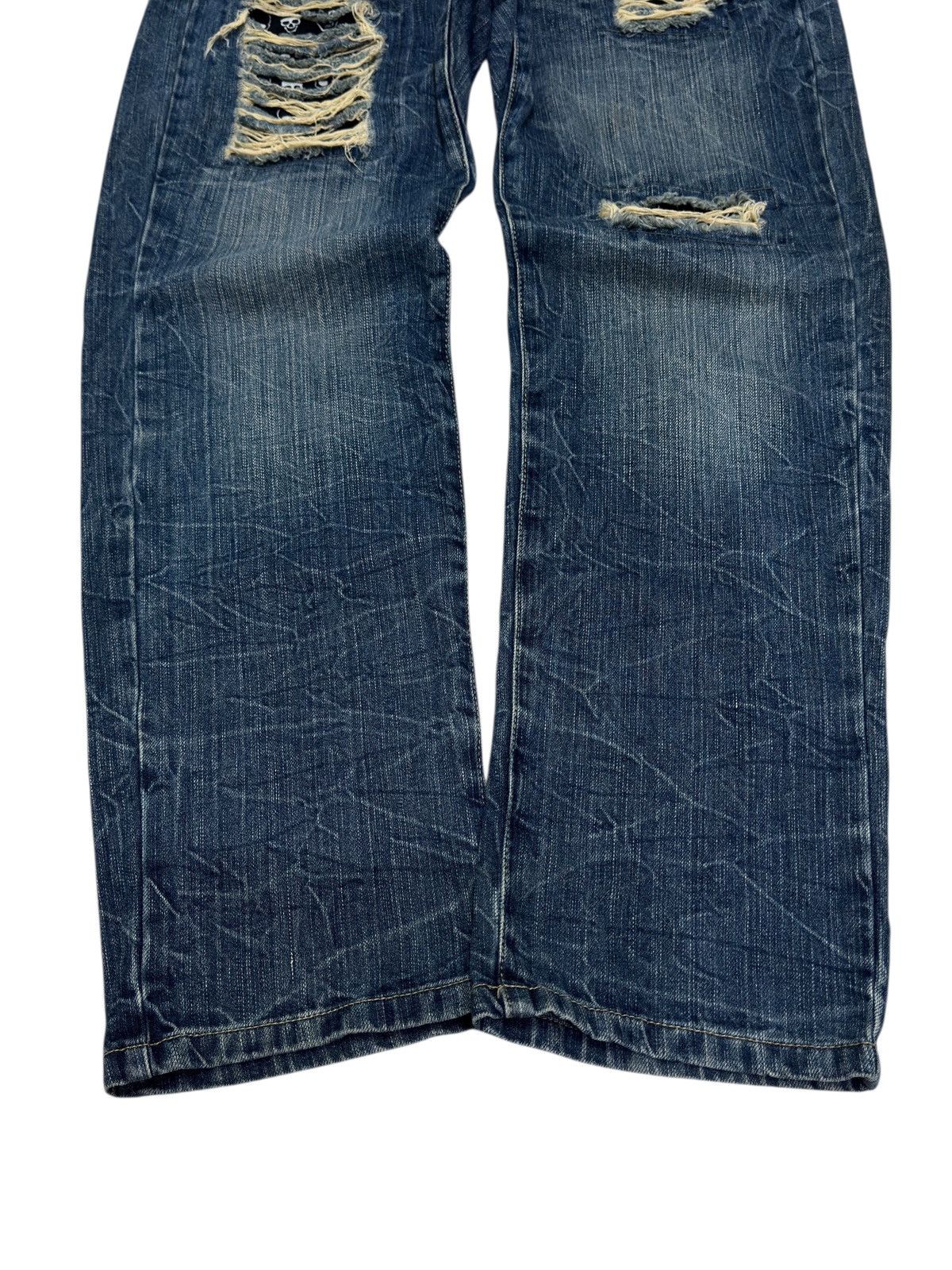 Hysteric Glamour Distressed Denim Back Buckle Heavy Ripped Blue Jeans Size US 31 - 6 Thumbnail