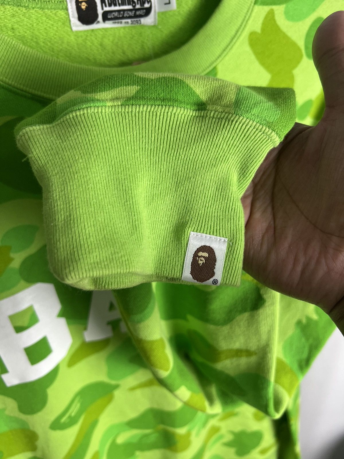 Bape SS15 Bape Camouflage Neon Green Crewneck Size US L / EU 52-54 / 3 - 6 Thumbnail