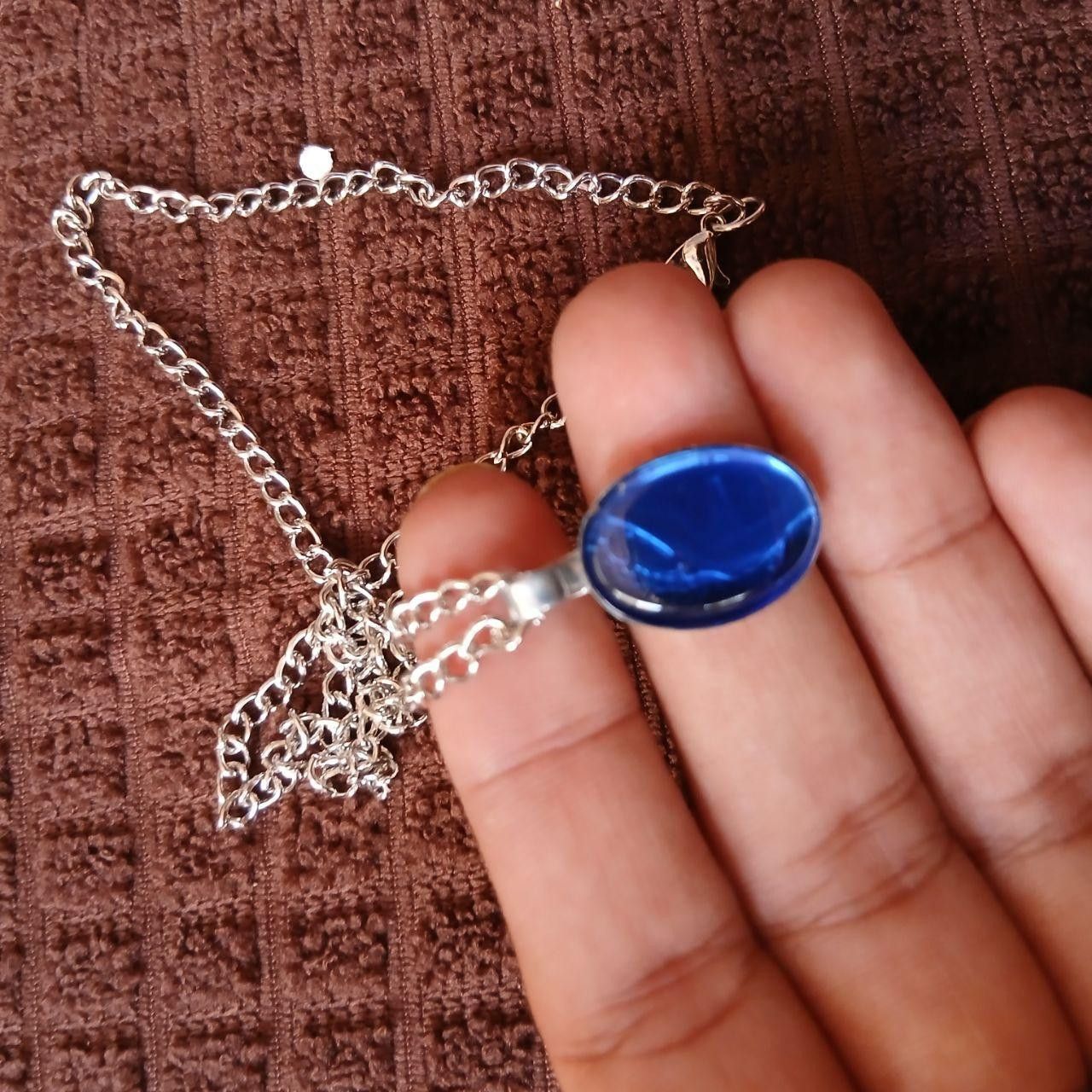 Other Retro Silver Chain Natural Gemstone Pendant Necklace Size ONE SIZE - 2 Thumbnail