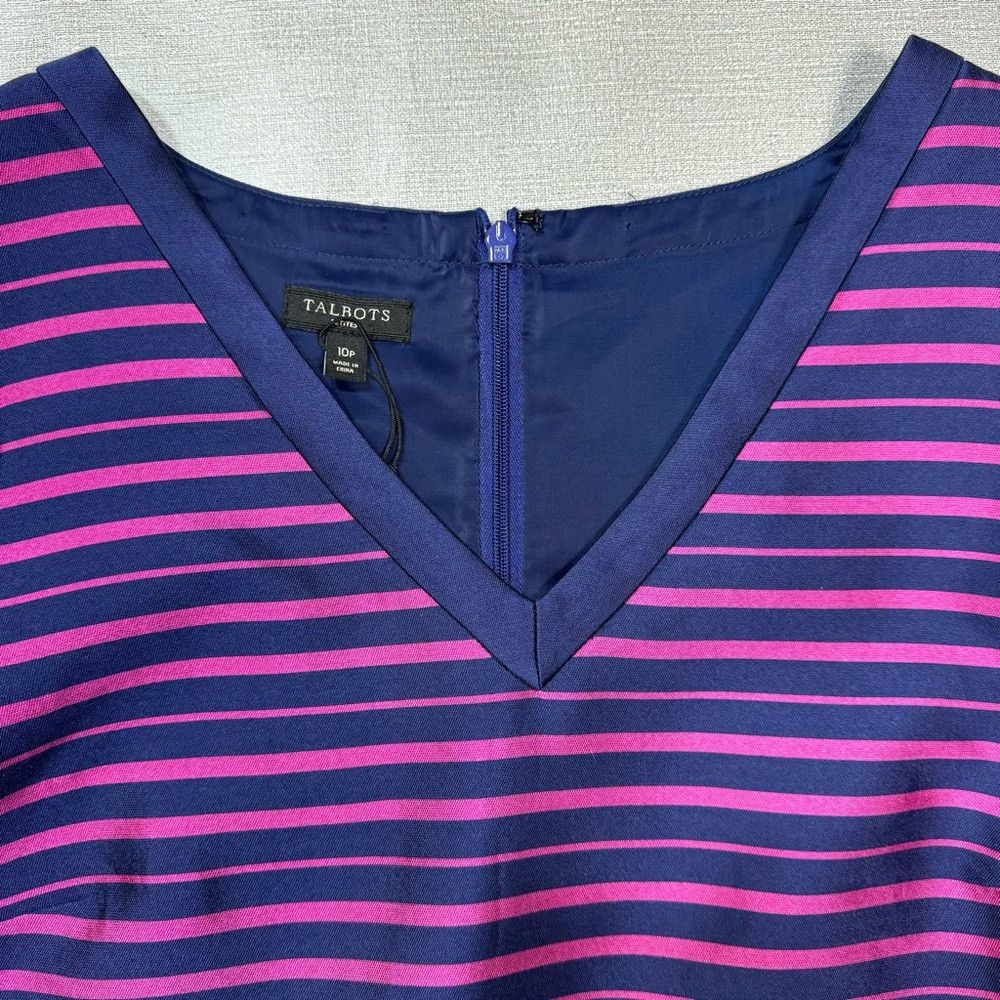 Talbots NWT New $199 Talbots Silk Blend V-Neck Stripe Dress Size 10 Size L / US 10 / IT 46 - 9 Thumbnail