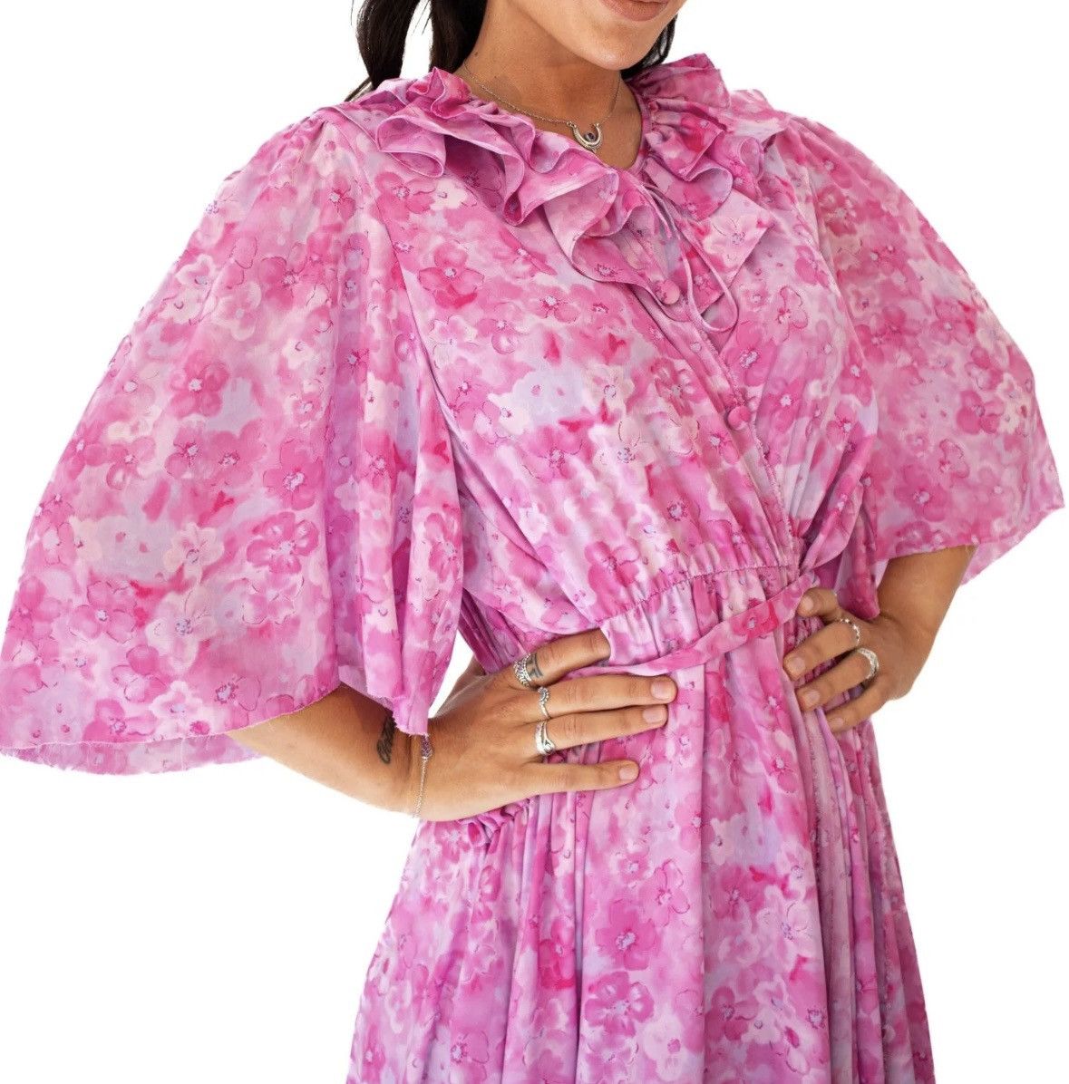 Balenciaga Balenciaga Pink Watercolor Print Dress – Elegant&Rare Piece Size S / US 4 / IT 40 - 4 Thumbnail