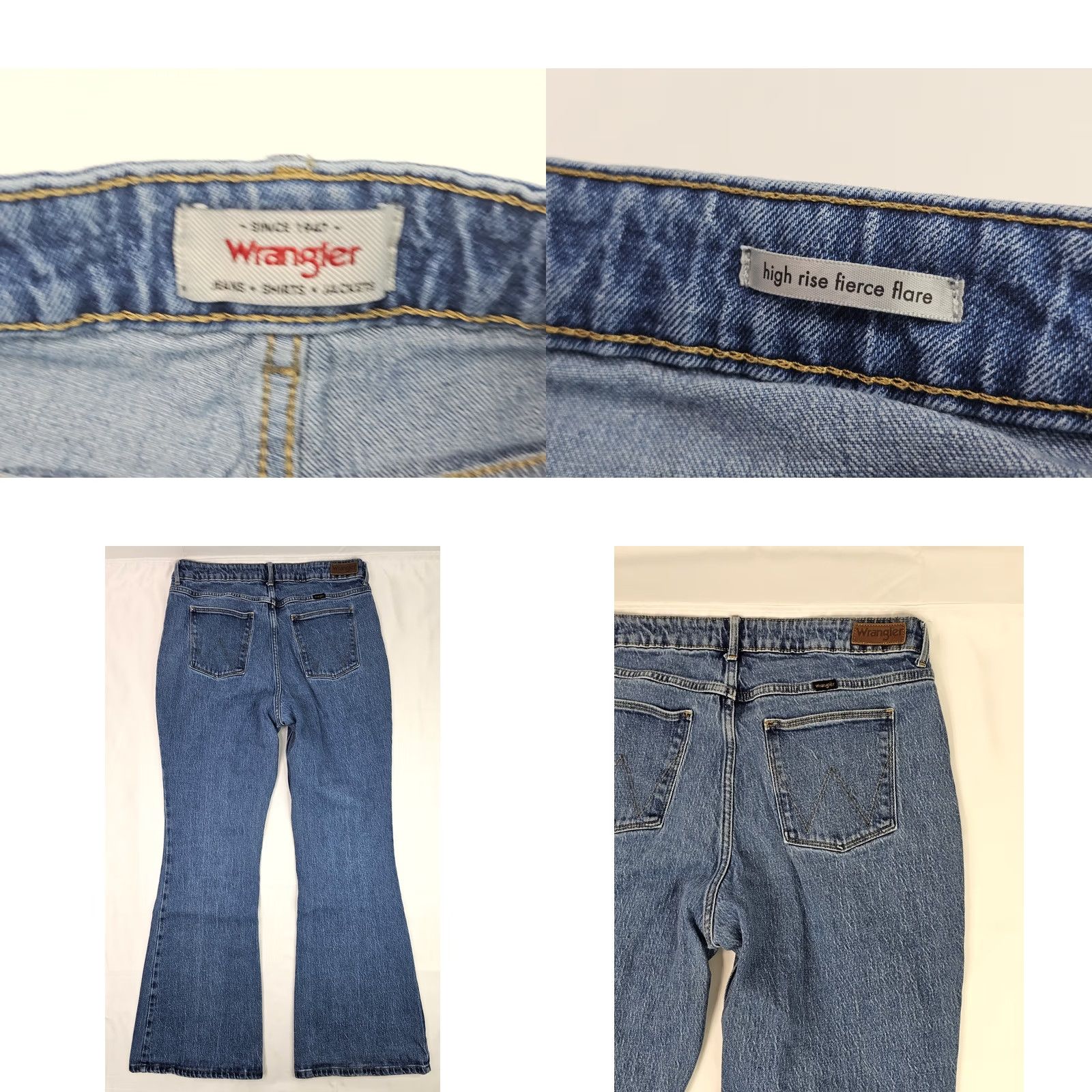 Wrangler VINTAGE Wrangler High Rise Fierce Flare Jeans Women 16 (34x32) Stretch Med Wash Denim Size 38" / US 16 / IT 52 - 8 Thumbnail
