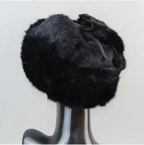 Other Warm Natural Rabbit Fur Bomber Hat With Earflaps Size ONE SIZE - 5 Thumbnail