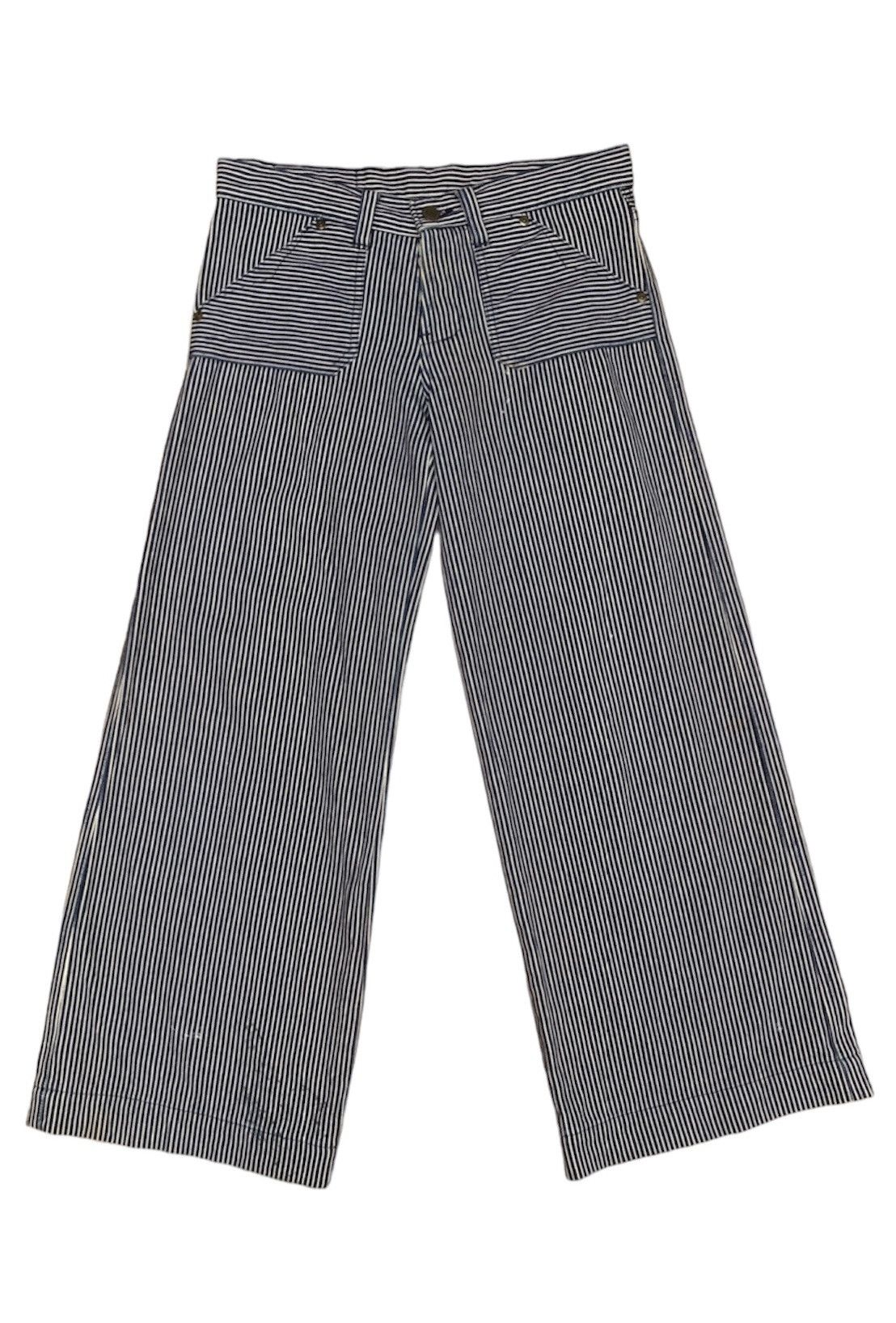 Japanese Brand Rythym Flare Wide Leg Hickory Striped Pants Size US 29 - 1 Thumbnail