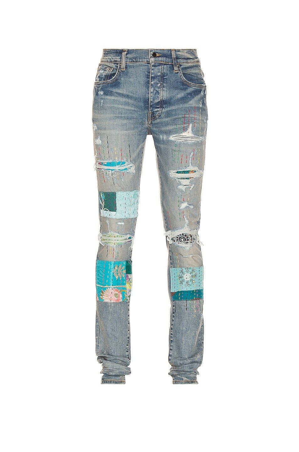 Amiri o1gr1nt0325 Quilted Artpatch Jeans in Clay Indigo Size US 33 - 1 Thumbnail