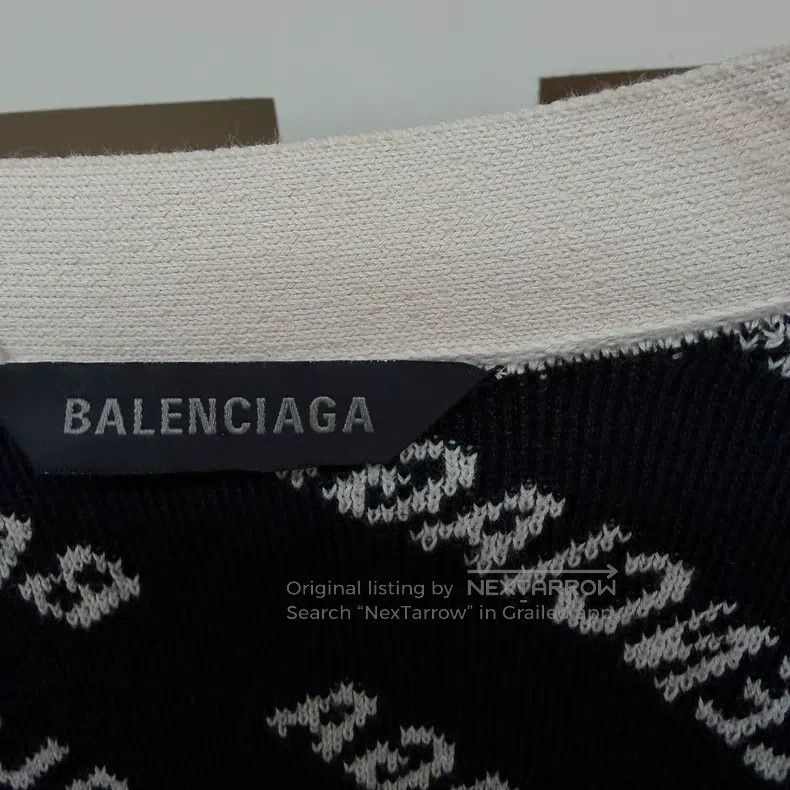 Balenciaga Balenciaga Letter Black and White Knit Sweater Size US M / EU 48-50 / 2 - 2 Thumbnail