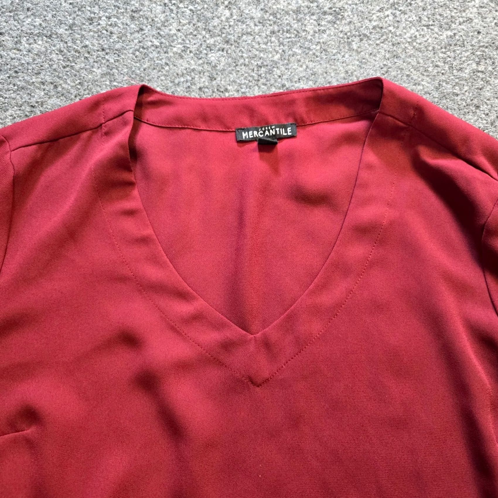 J.Crew J.CREW Blouse Womens Size 10 Red Sheer V-Neck Bell Sleeve Classic Fall Capsule Casual Shirt Size L / US 10 / IT 46 - 2 Thumbnail
