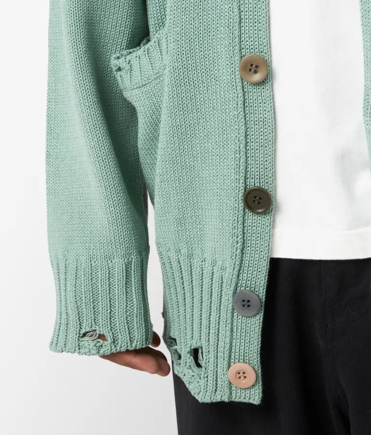 Undercover Undercover Distressed Knit Cardigan Mint SS23 | Grailed