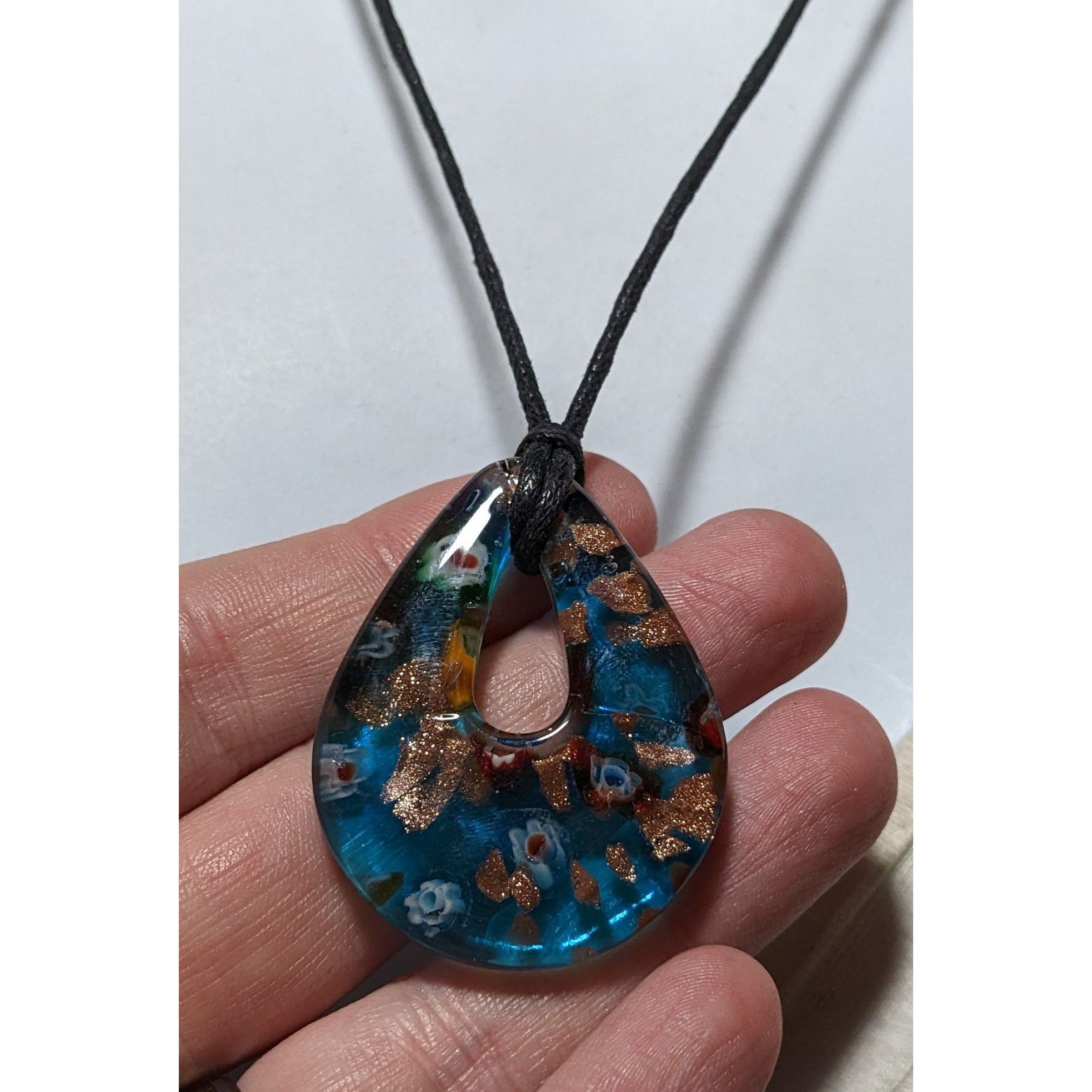 Other Blue Millefiori Glass Blue Teardrop Necklace Size ONE SIZE - 8 Thumbnail