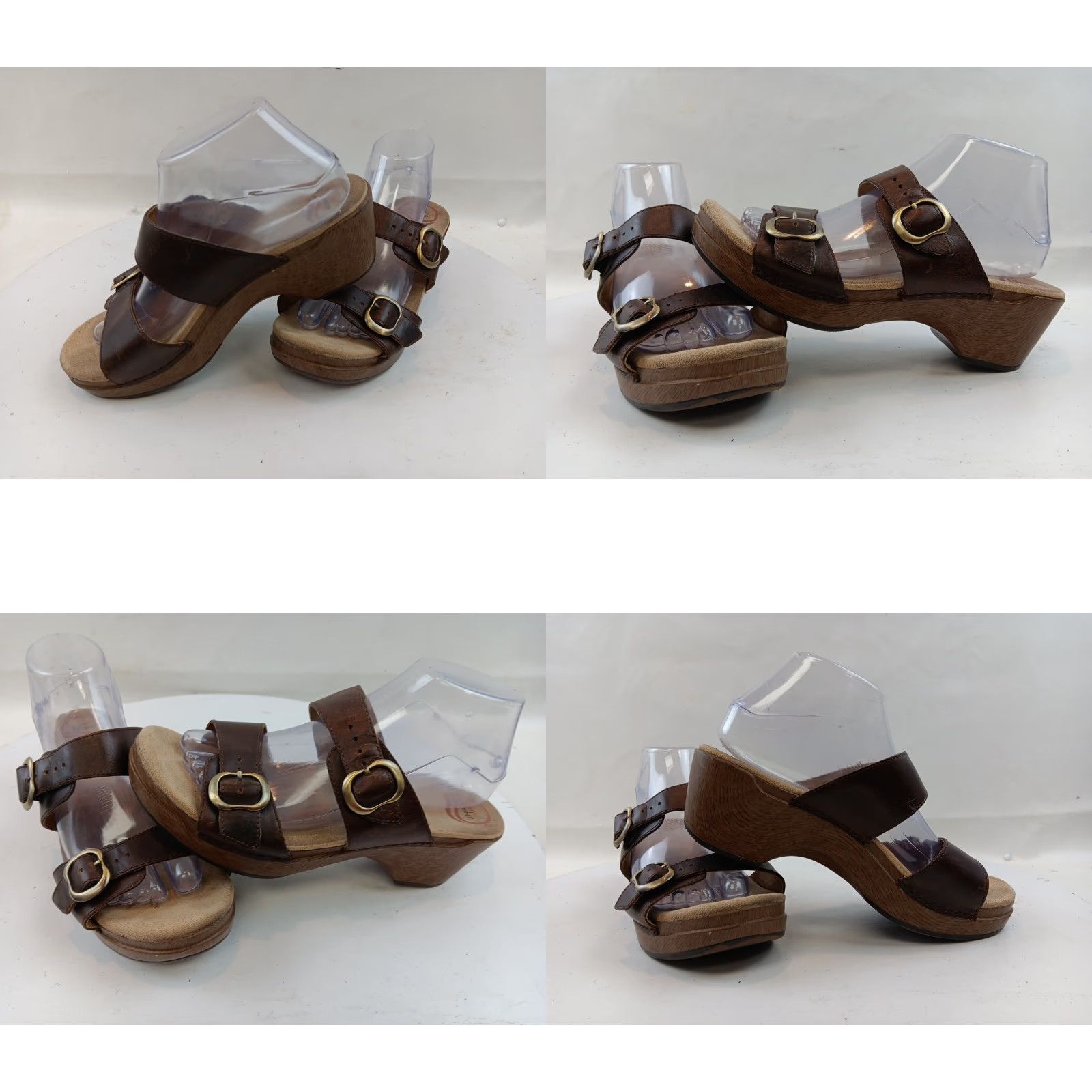 Dansko Dansko Women's Sandals Brown Leather Slide Mule Dual Buckles Open Toe Wedge Strappy Size US 10 / IT 40 - 10 Thumbnail