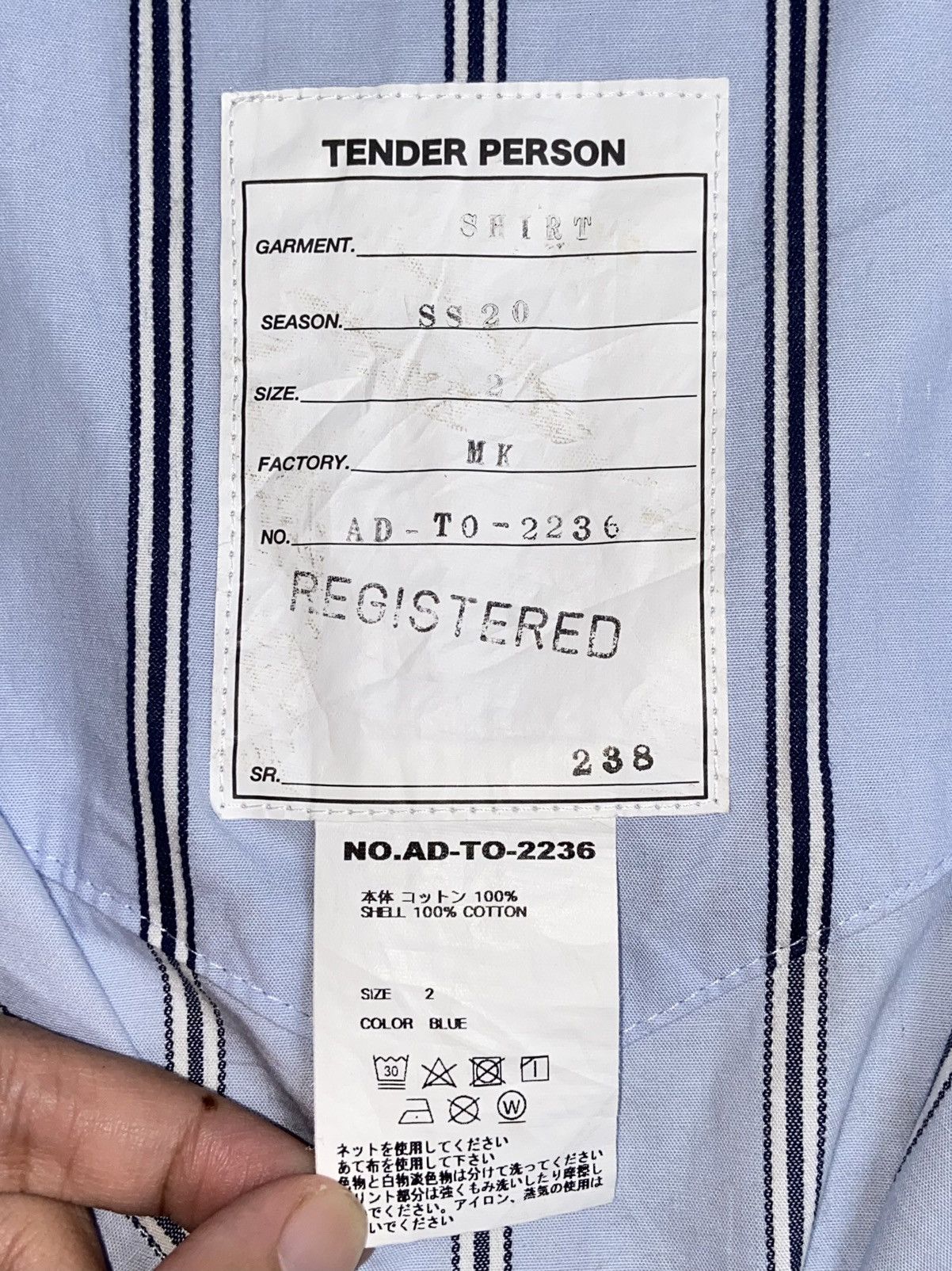 Designer × Japanese Brand TENDER PERSON Blue Striped Shirt Size US M / EU 48-50 / 2 - 12 Thumbnail