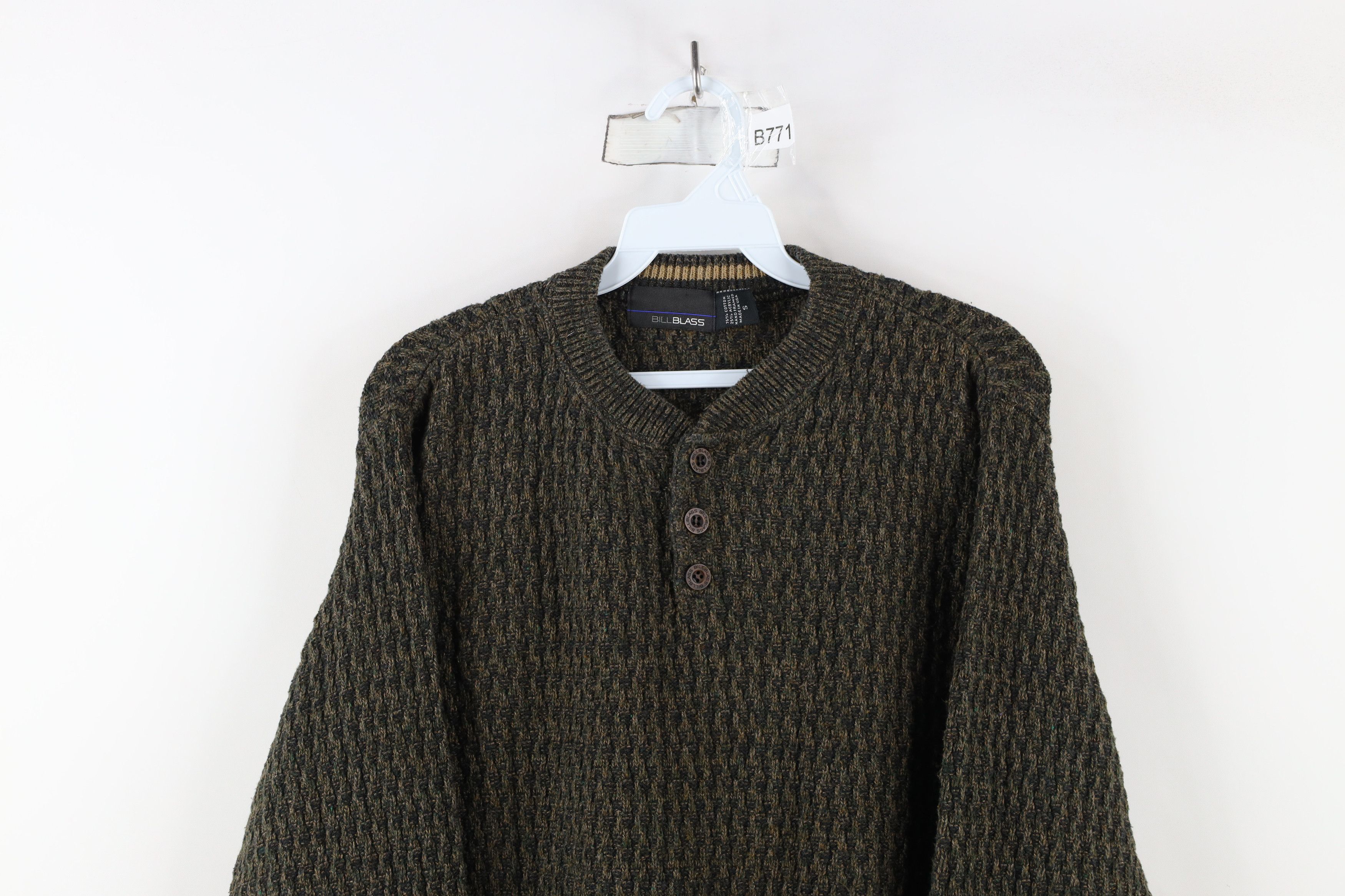 Vintage Vintage 90s Streetwear Texture Knit Henley Sweater USA Size US S / EU 44-46 / 1 - 2 Thumbnail