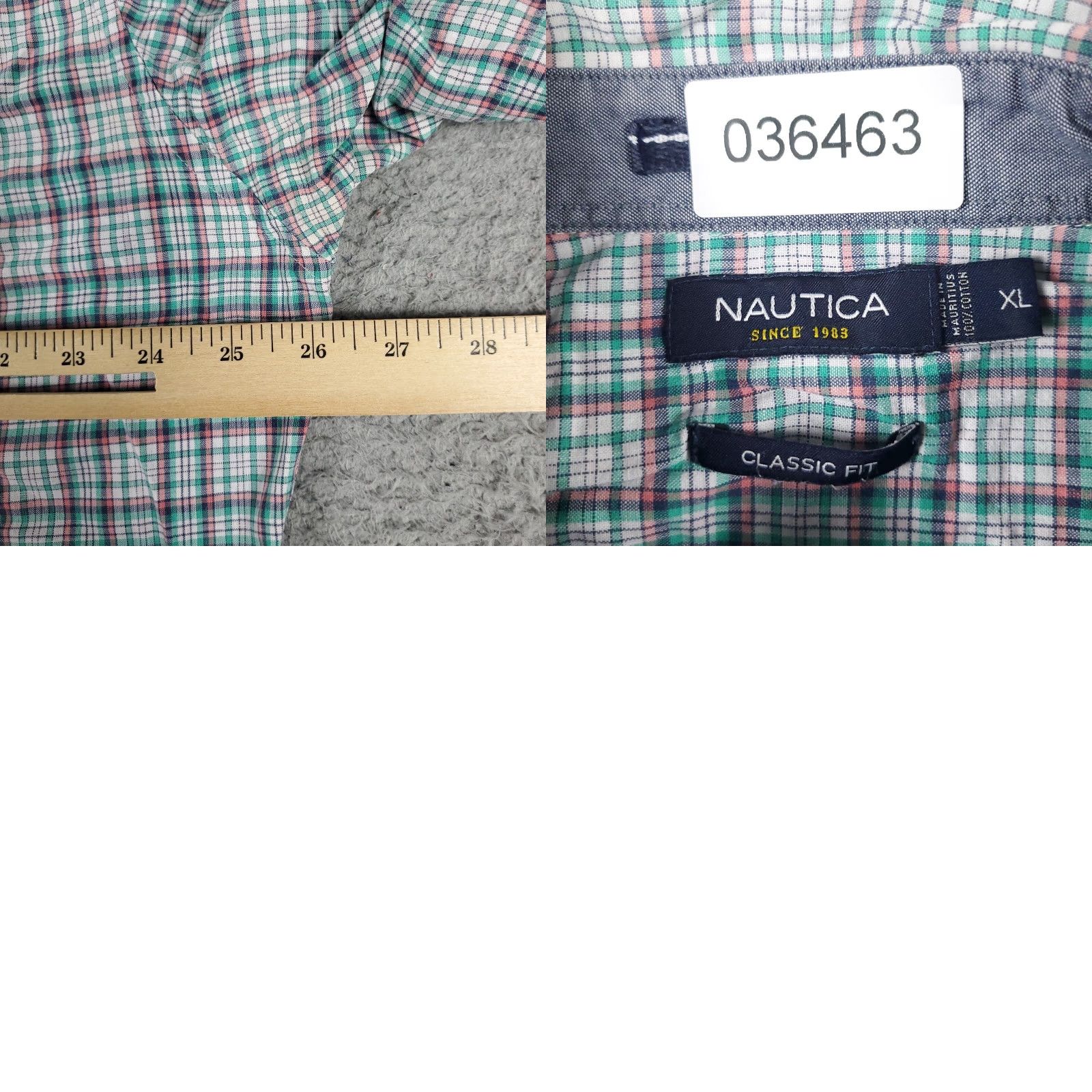 Nautica Nautica Shirt Mens XL Green Plaid Button-Up Short Sleeve Casual Classic Shirt - White Cotton, Regular Fit, Button-Down Collar, Nautica Brand, Adults Size US XL / EU 56 / 4 - 8 Thumbnail