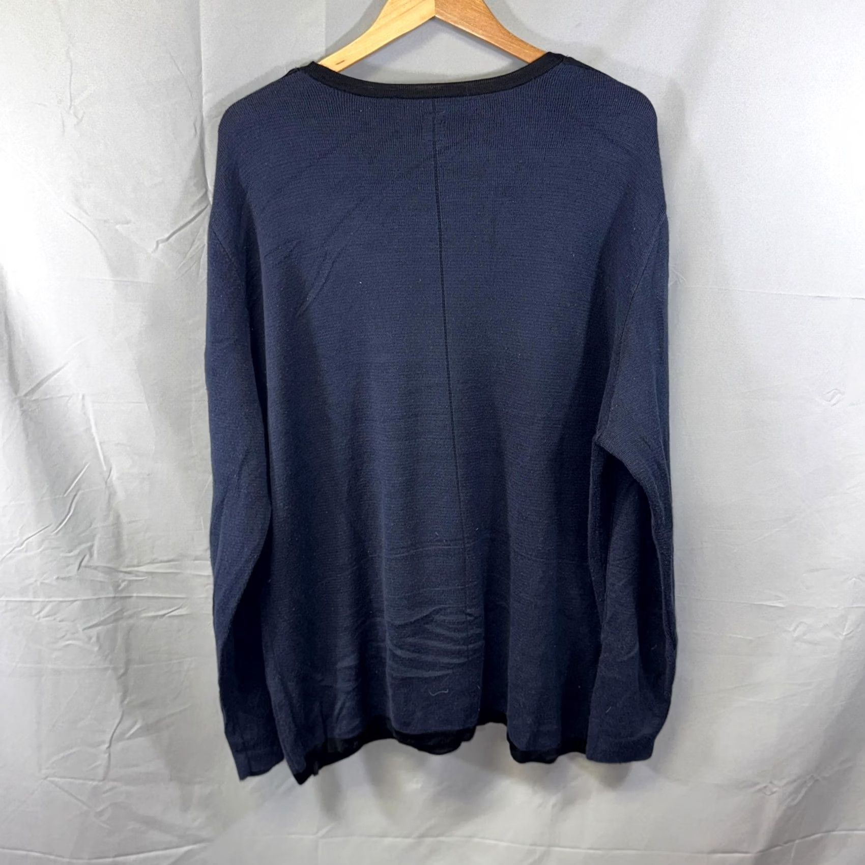 Calvin Klein Calvin Klein Sweater Mens 2XL Navy Blue Ribbed Crewneck Pullover Cotton Blend Knit Lightweight Striped Crew Neck Mens 2XL Navy Size US XXL / EU 58 / 5 - 2 Thumbnail