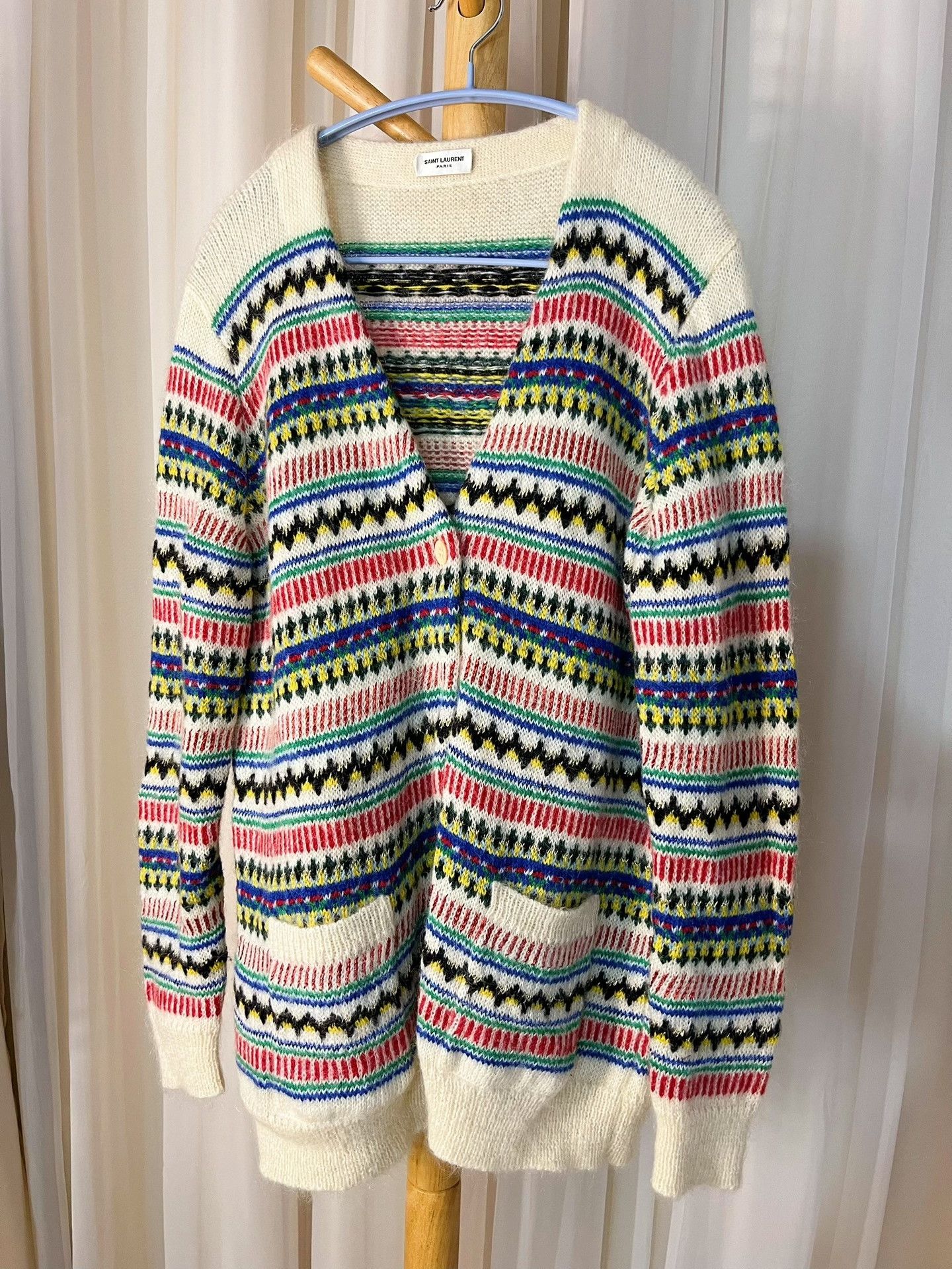 Saint Laurent Paris Saint Laurent Fair Isle V-Neck Cardigan Size M / US 6-8 / IT 42-44 - 1 Thumbnail