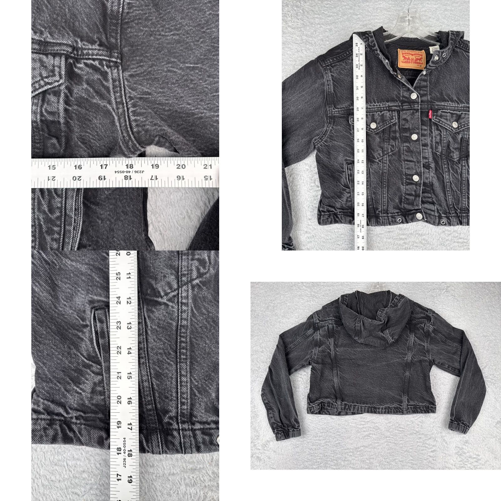 Levi's Levi's Jacket Womens Denim Black Cotton Hooded Short Sleeve - Regular Fit - Button Up - 80s 90s Classic - Womens Size 32" / US 10 / IT 46 - 8 Thumbnail