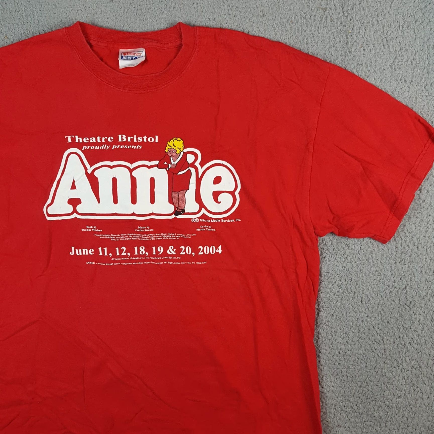 Hanes VINTAGE Hanes T-Shirt Adult XL Red Cartoon Theatre 90s Y2K Annie The Musical Bristol TN Men's Size XL Shirt Size US XL / EU 56 / 4 - 3 Thumbnail