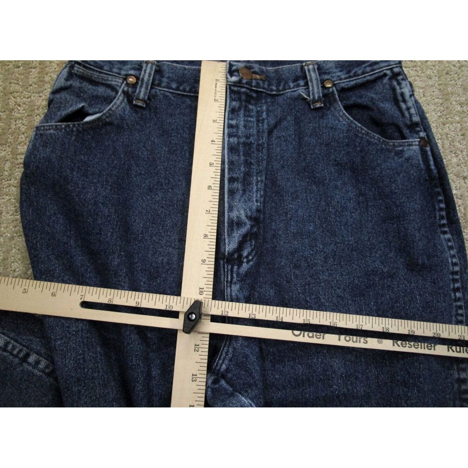 Wrangler VINTAGE Wrangler Jeans Women 14 Blue Tapered High Rise Dark Wash USA 90s Jeans Womens 14 Blue Dark Wash 90s Wrangler Logo 5-Pocket Denim USA Size 36" / US 14 / IT 50 - 7 Thumbnail