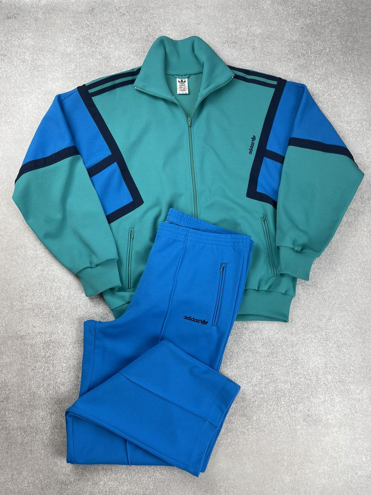 Adidas Vintage 80’s Adidas Retro Tracksuit Track Jacket and Pants Size US L / EU 52-54 / 3 - 1 Thumbnail