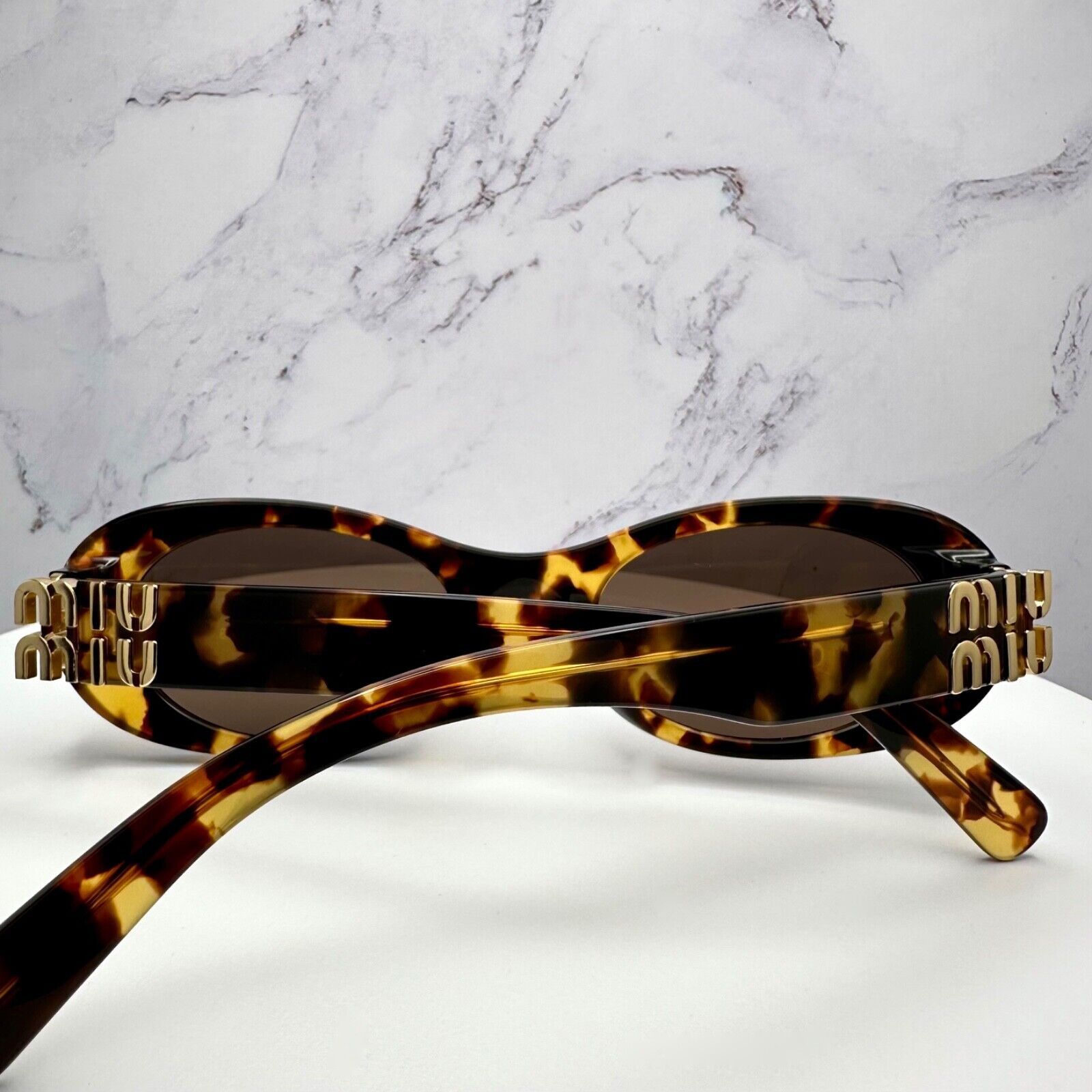 Miu Miu NEW MIU MIU Sunglasses Brown Oval Gold Size ONE SIZE - 5 Thumbnail
