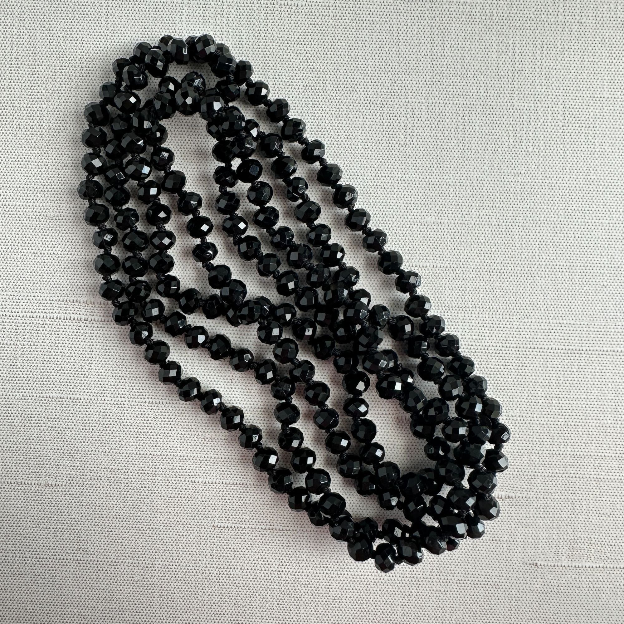 Vintage 1920s Art Deco Black Faceted Glass Opera Necklace Size ONE SIZE - 9 Thumbnail