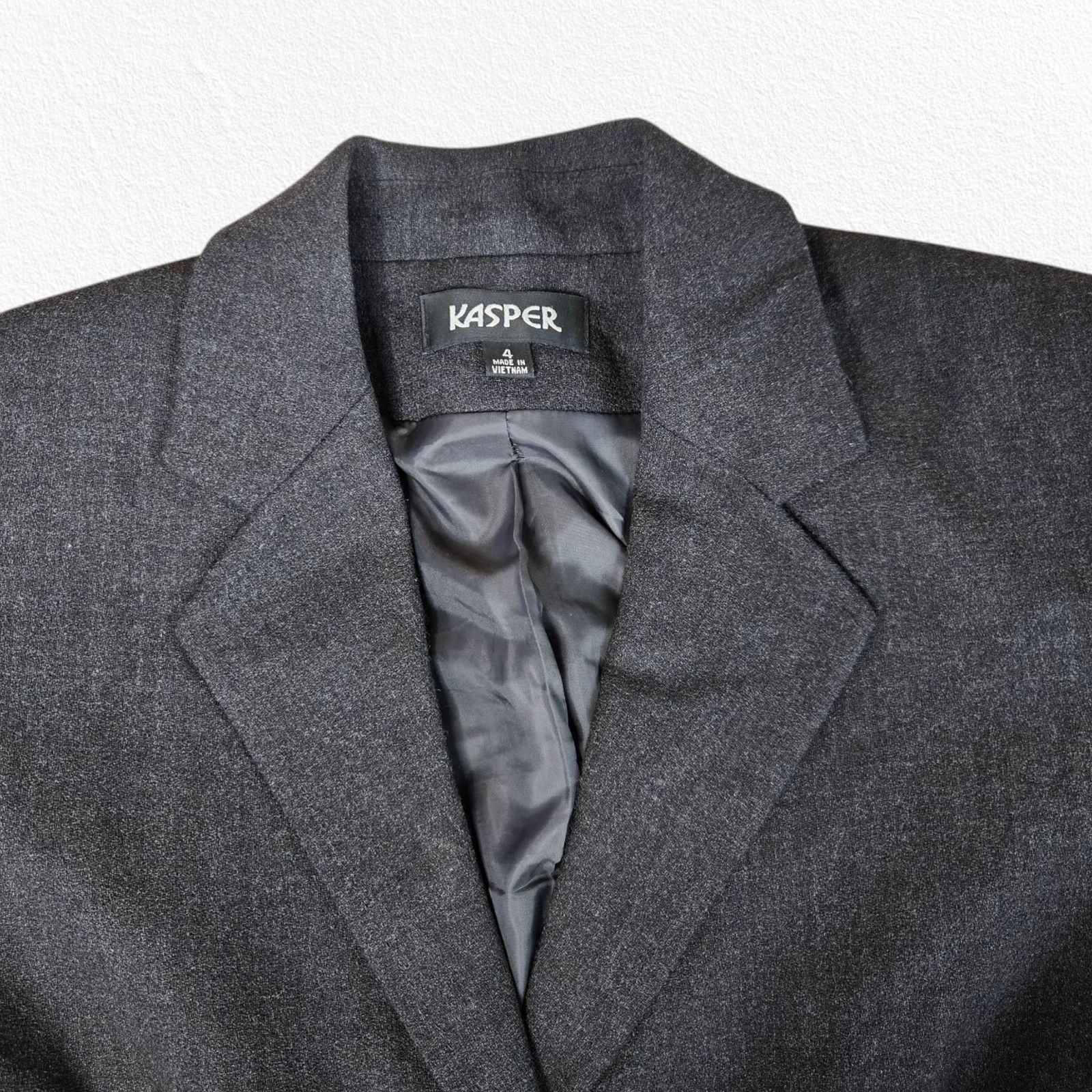 Vintage Vintage Kasper Gray Wool Blazer Jacket Size 4 Size S / US 4 / IT 40 - 3 Thumbnail