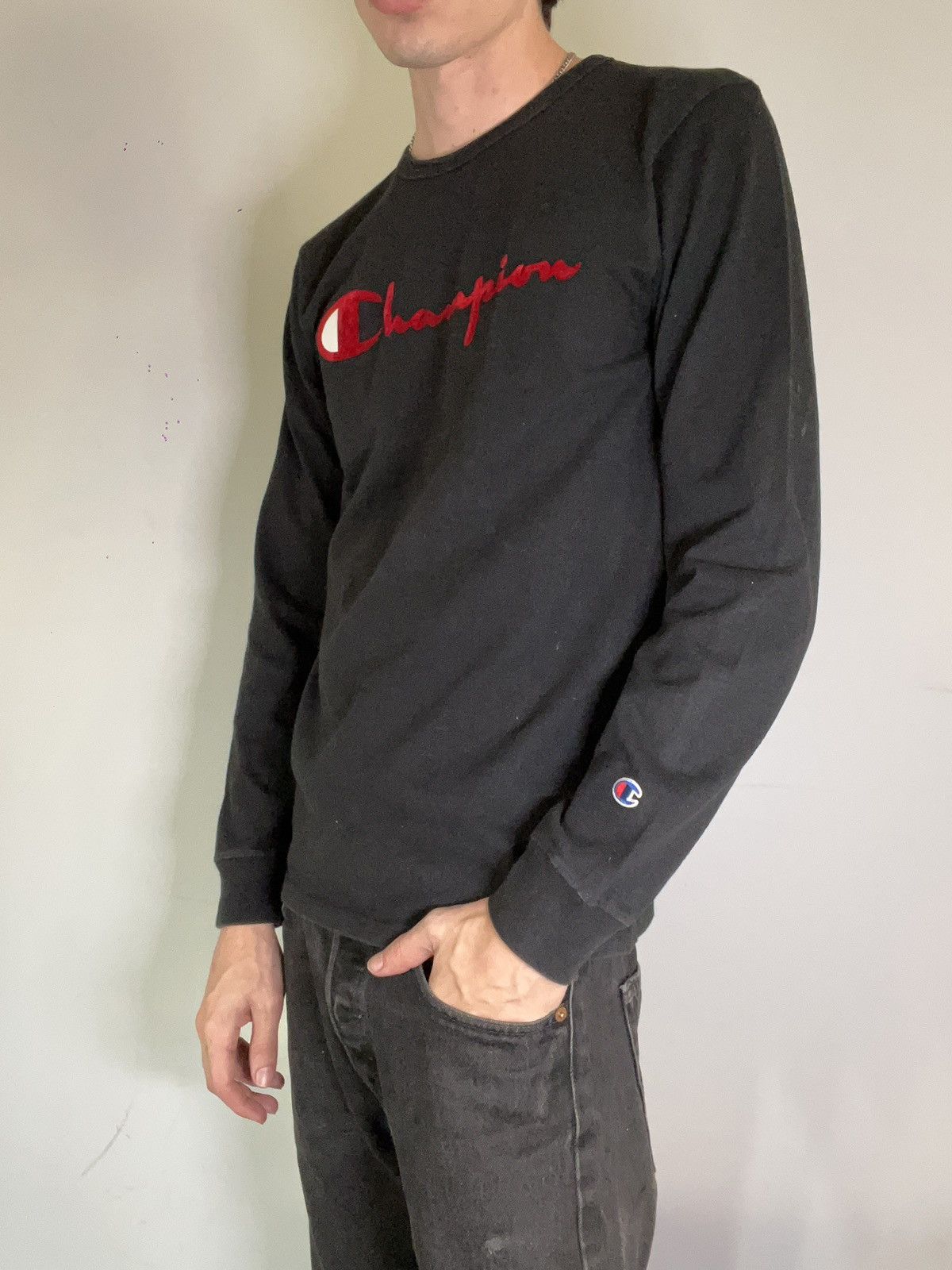 Champion × Vintage Champion Black/Red Logo Longsleeve Size US M / EU 48-50 / 2 - 4 Thumbnail