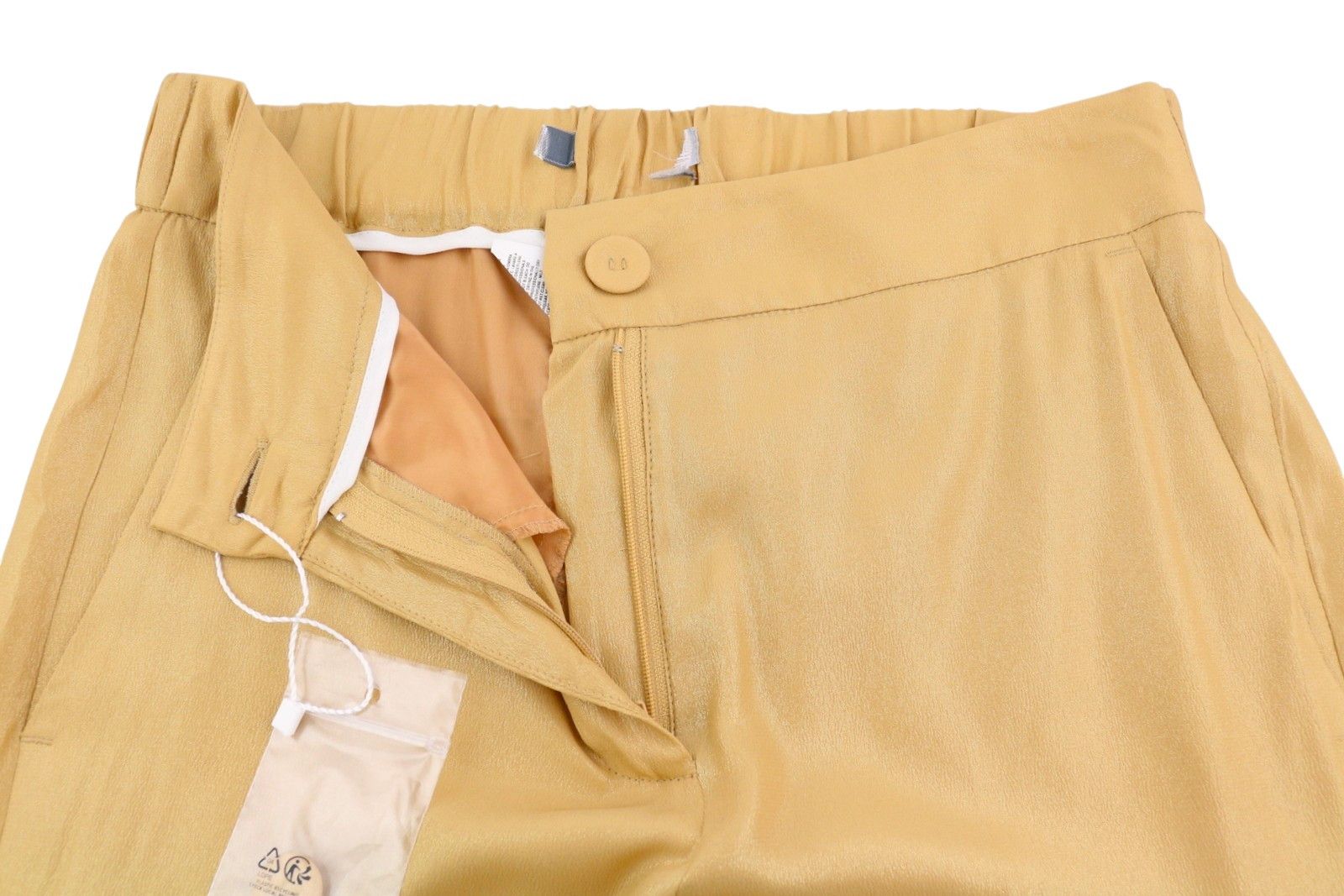 Max Mara W26 Yellow Gold Silk Glitter Cropped Trousers 88897 Size 26" / US 2 / IT 38 - 5 Thumbnail