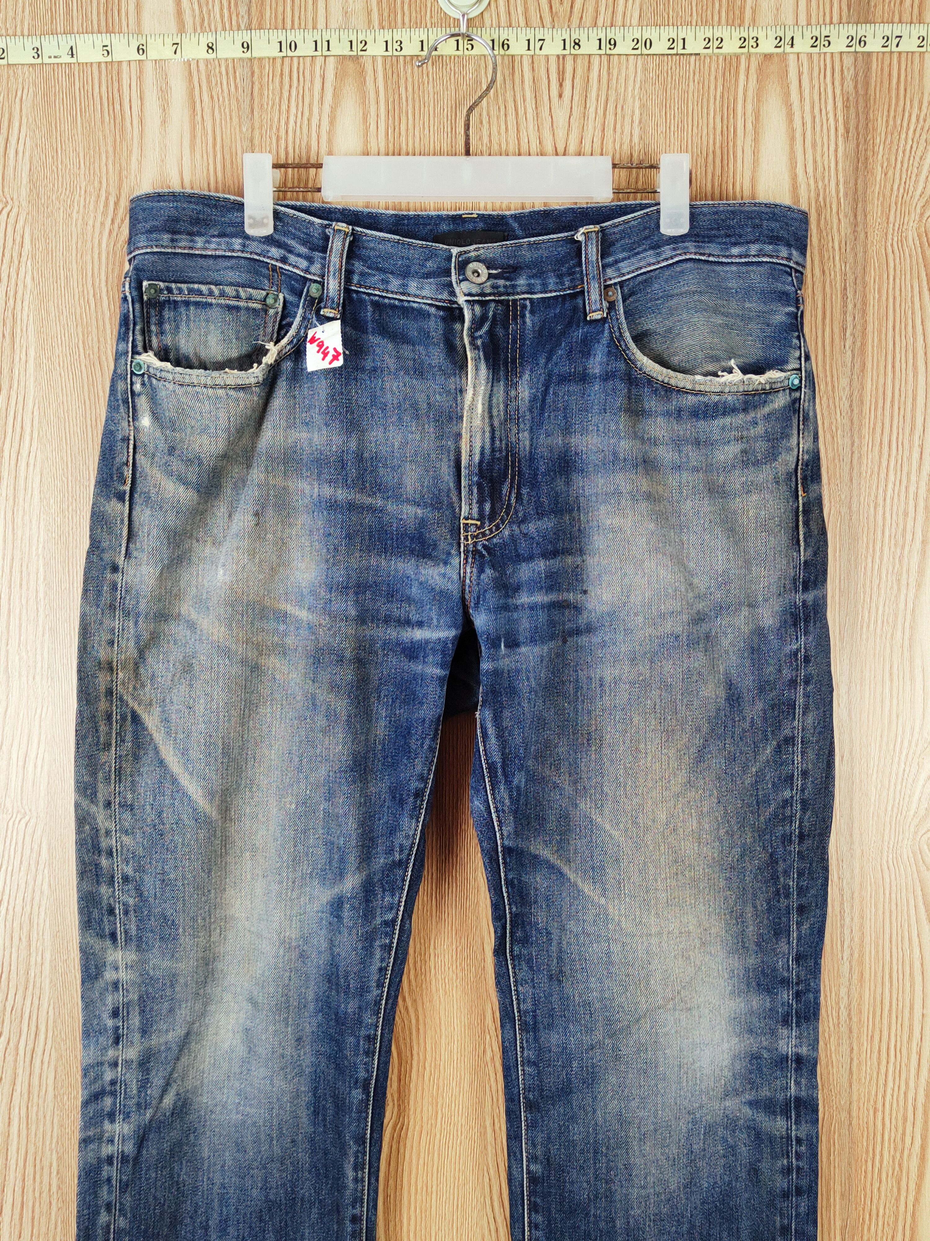 Japanese Brand Uniqlo fabric by kaihara Distressed Ripped Jeans #W947 Size US 36 / EU 52 - 2 Thumbnail
