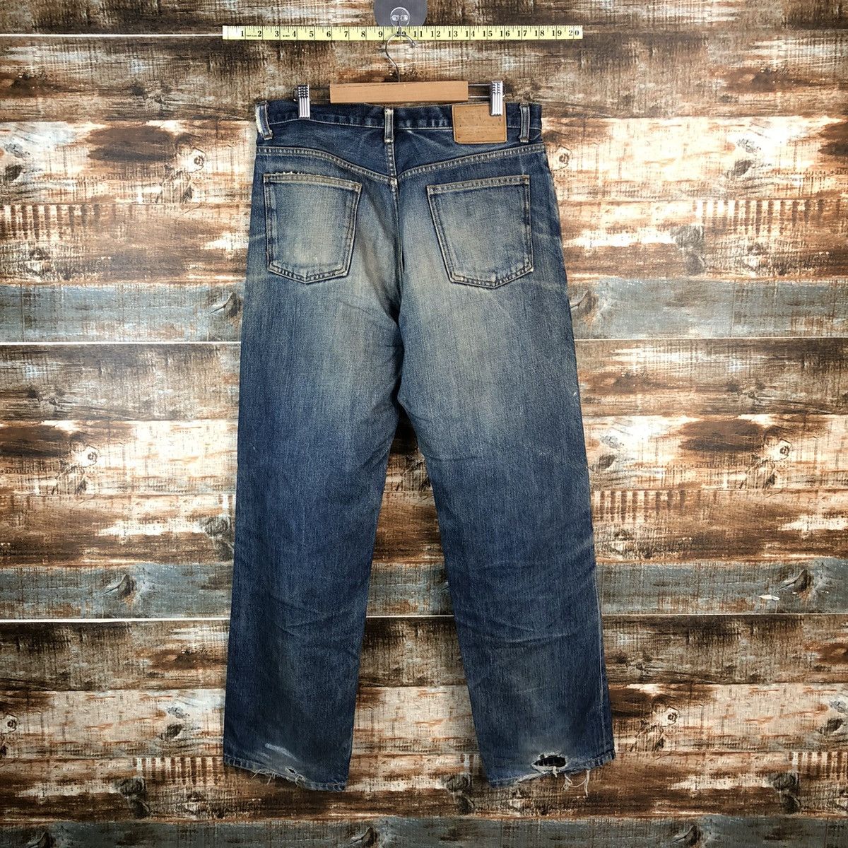 Japanese Brand DL Japan vintage selvedge Blue Distressed Denim Pants #C163 Size US 32 / EU 48 - 14 Thumbnail