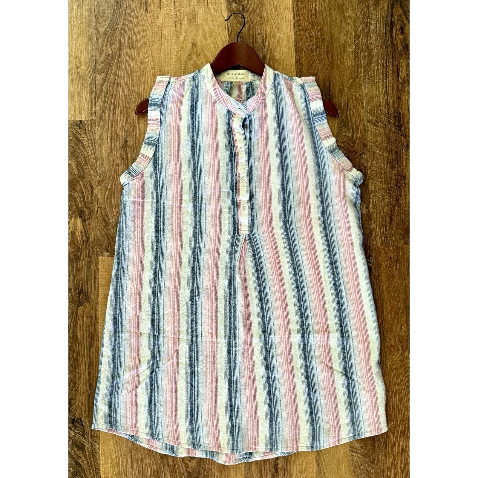 Other Cloth & Stone Anthropologie Womens Rayon Stripe Blouse EUC Size L / US 10 / IT 46 - 1 Thumbnail