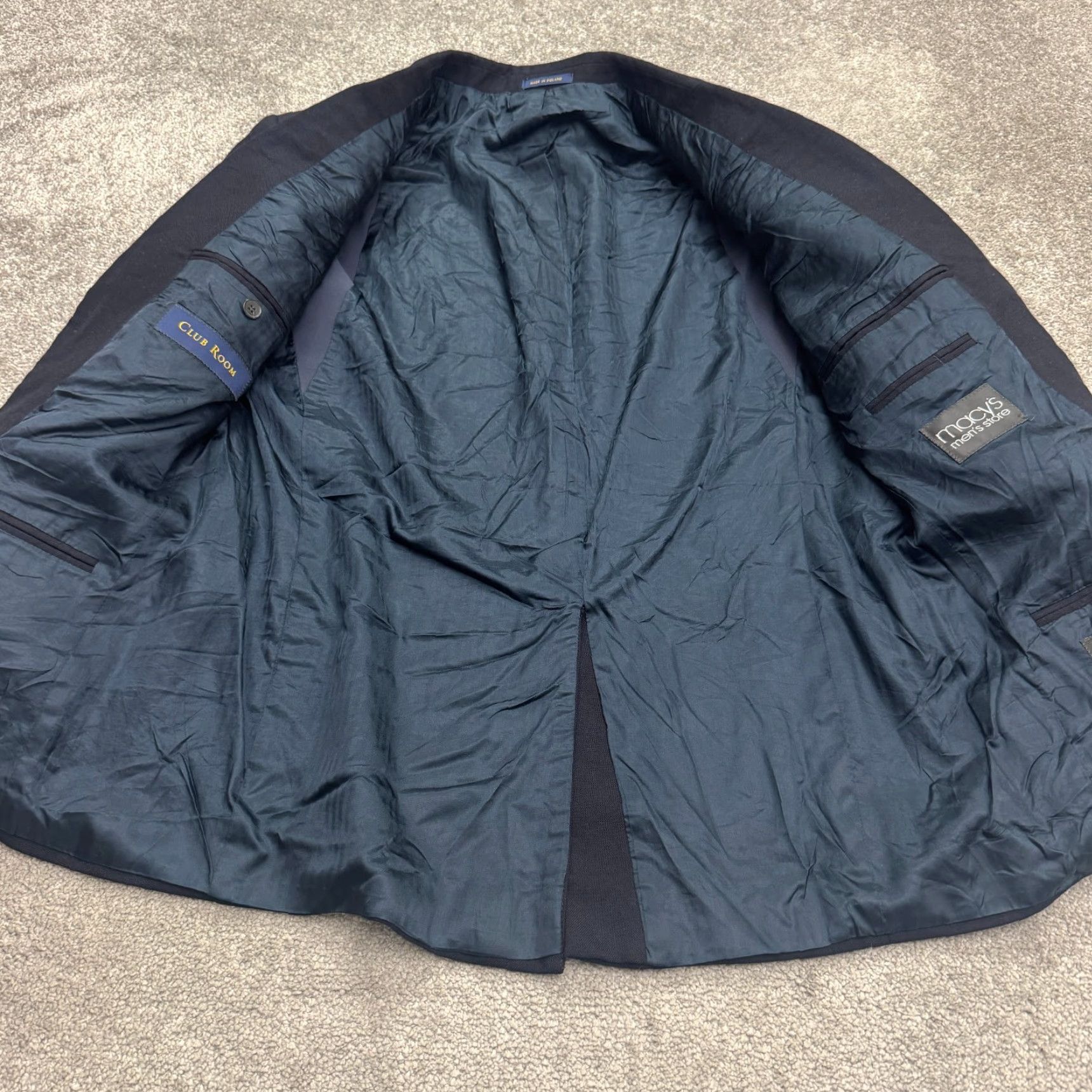 Club Room Club Room Blazer Wool Suit Jacket Mens 40 Short Navy Blue Size US 40 / EU 56 - 4 Thumbnail