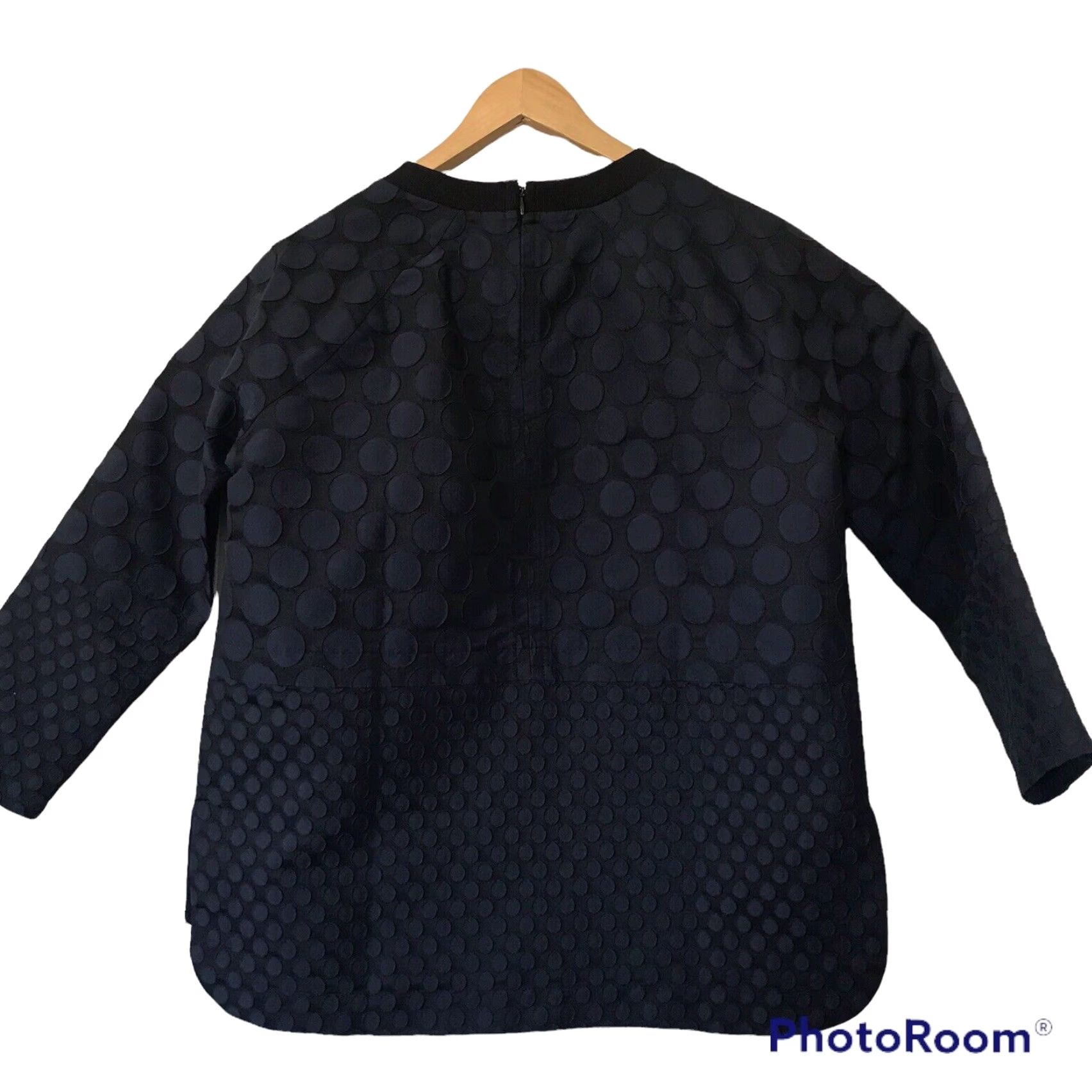 Madewell Madewell Blouse Womens M Mood Polka Dot Pullover Navy Blue High Low Long Sleeve Size M / US 6-8 / IT 42-44 - 5 Thumbnail