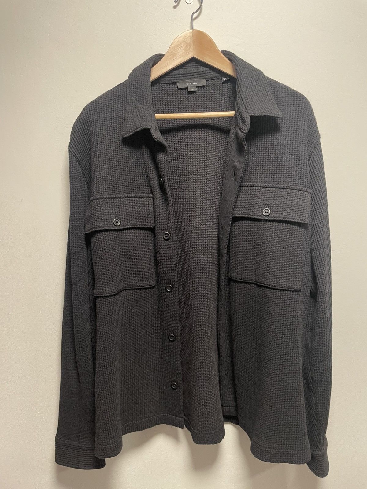 Vince Vince Chunky Waffle Cotton-Blend Shirt Jacket Size US L / EU 52-54 / 3 - 2 Thumbnail