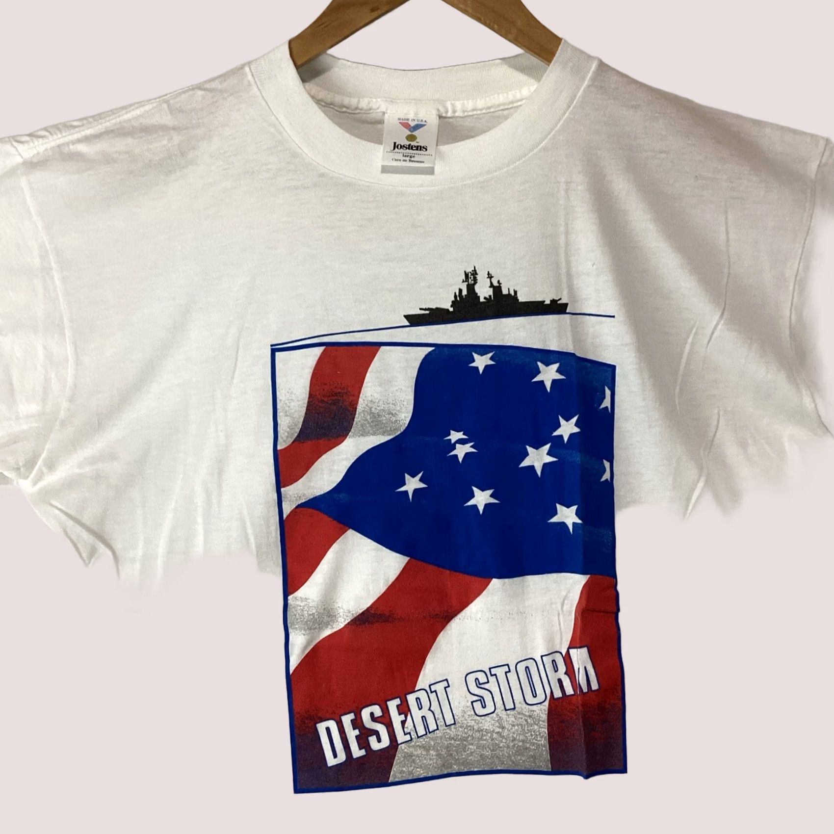 Vintage VINTAGE Gulf War Shirt Mens L Desert Storm Military 90s T-Shirt White Cotton Blend Polyester Crew Neck Short Sleeve Logo USA 90s Mens Size US L / EU 52-54 / 3 - 1 Thumbnail