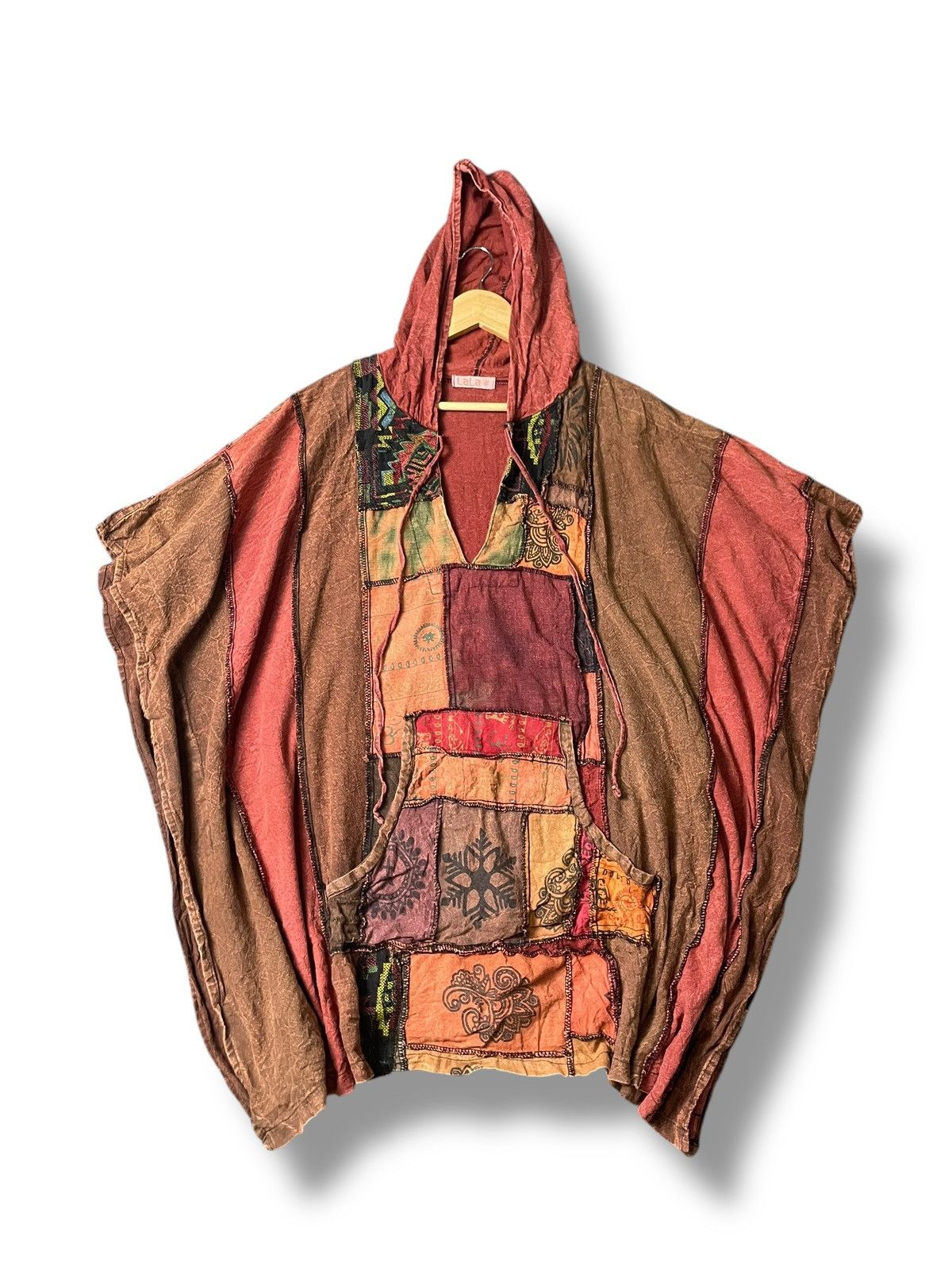Japanese Brand × Vintage LALA HIPPIE PATCHWORK HOODED PONCHO (99) Size US XXL / EU 58 / 5 - 1 Thumbnail
