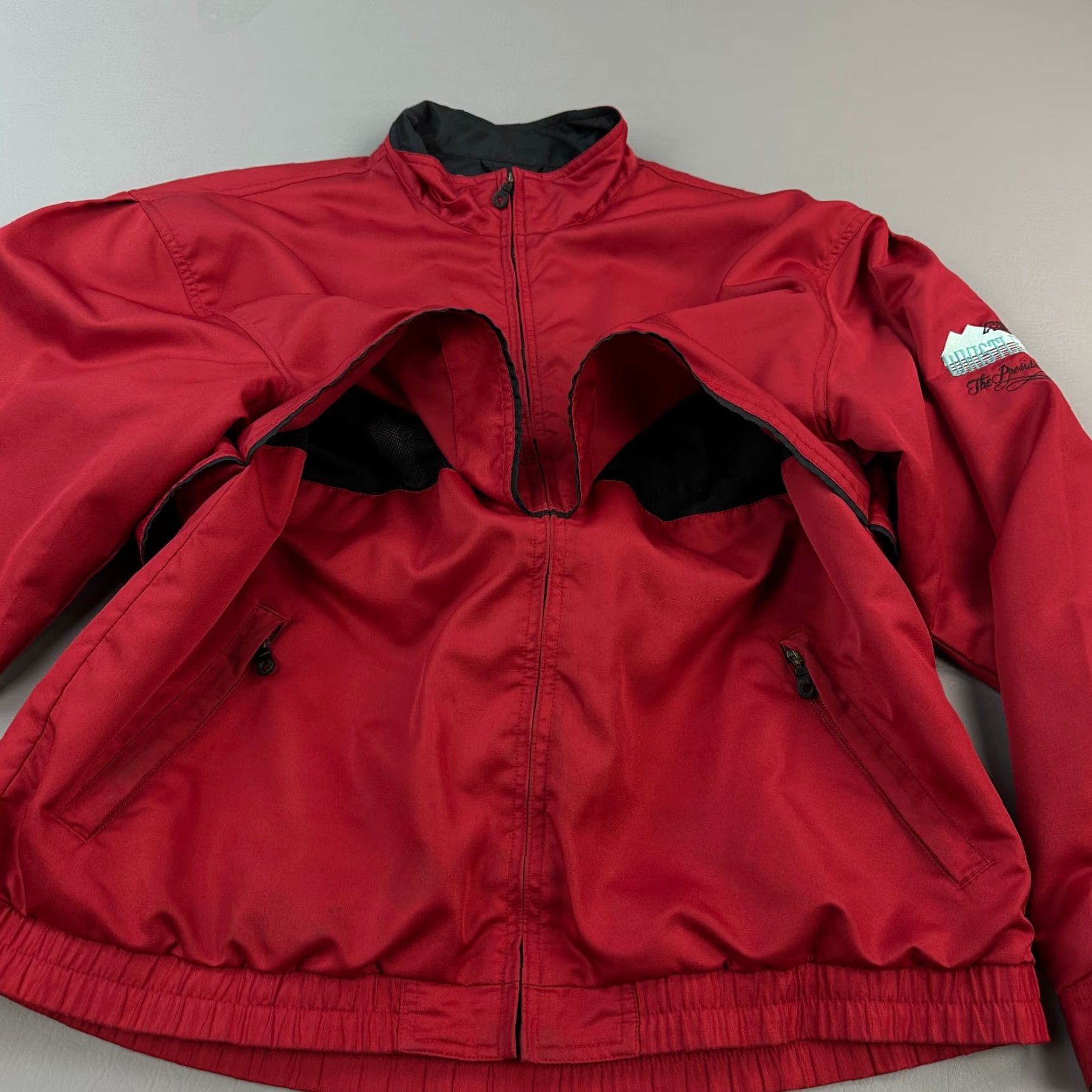 Cutter & Buck VINTAGE Cutter & Buck Jacket Mens XL Lined Full Zip Whistler 04 Presidents Club Windbreaker, Red, Solid, Regular, Golf, Walking, 90s USA Mens Size US XL / EU 56 / 4 - 2 Thumbnail