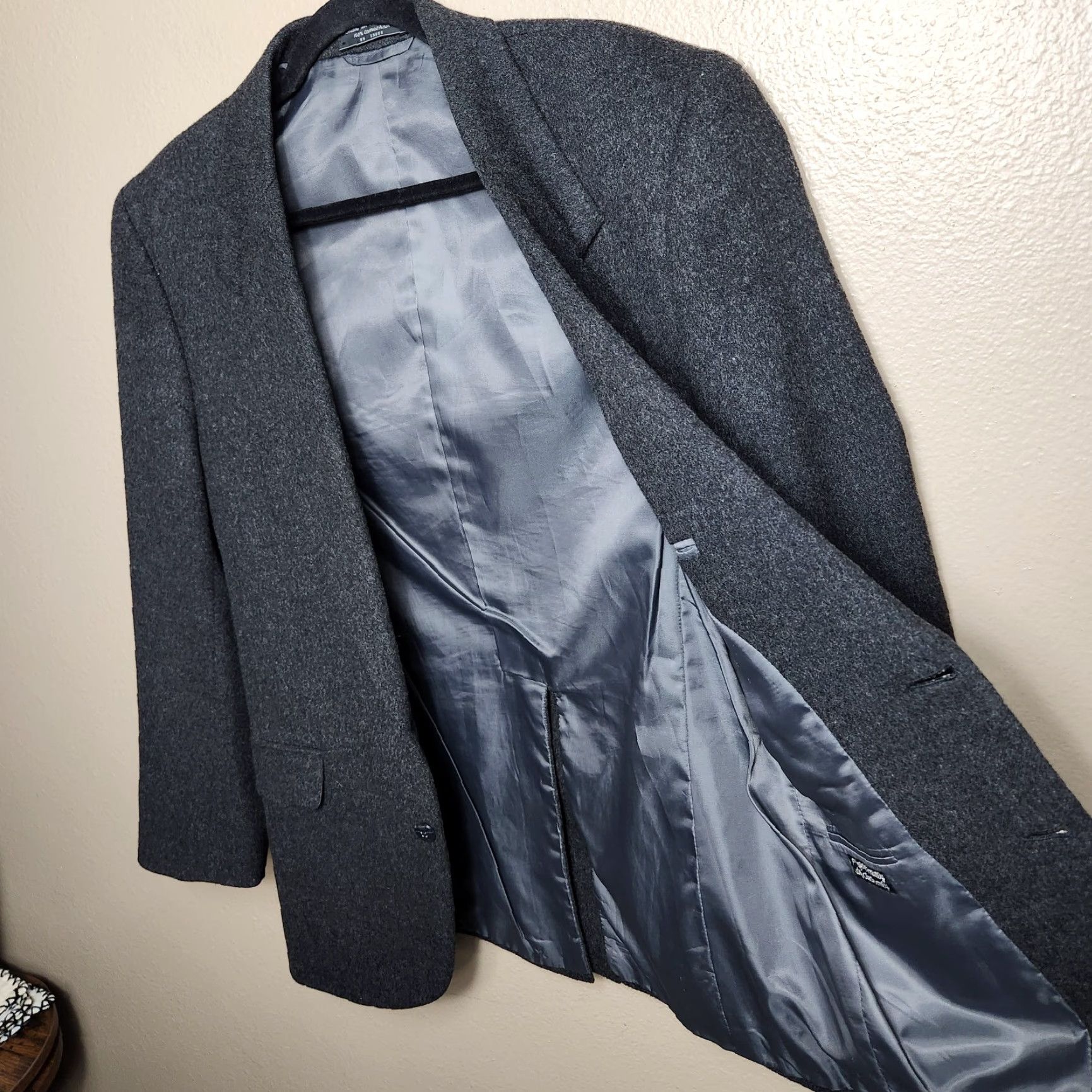 Camel Dario Di Napoli Men Sport Coat Jacket Charcoal Gray 100% Camel Hair 2 Button Single-Breasted Notch Lapel Size 38 Blazer Size 38R - 5 Thumbnail